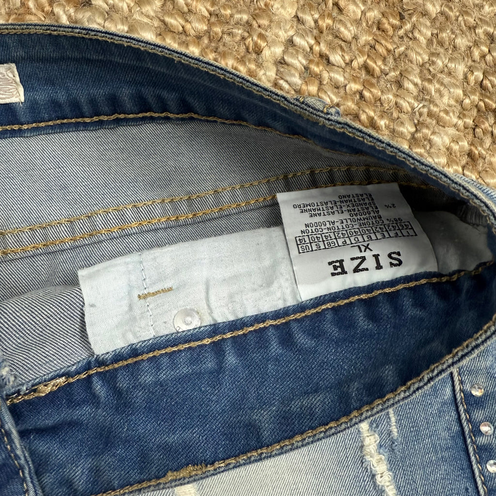 Blue denim mini skirt