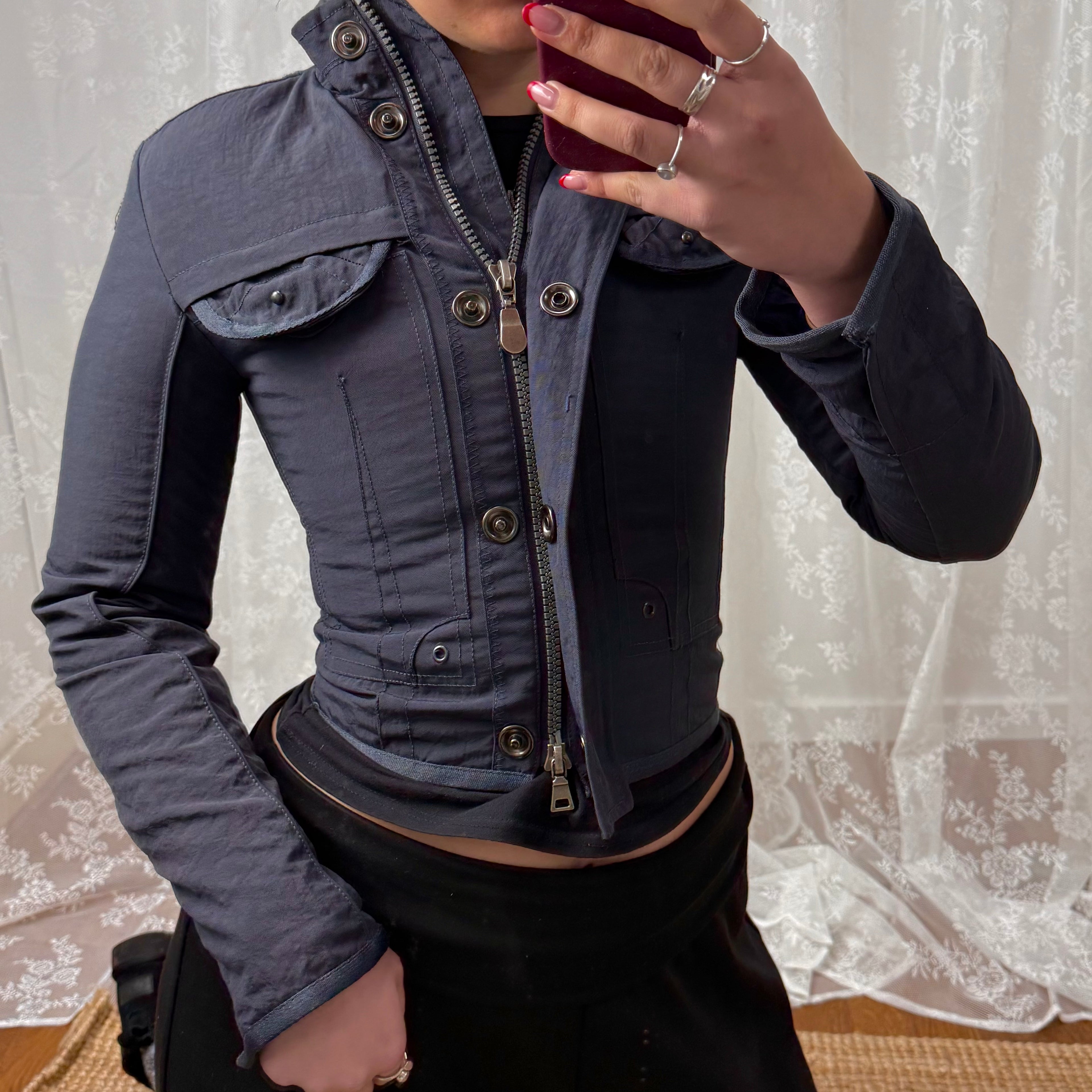 Grey double zip jacket