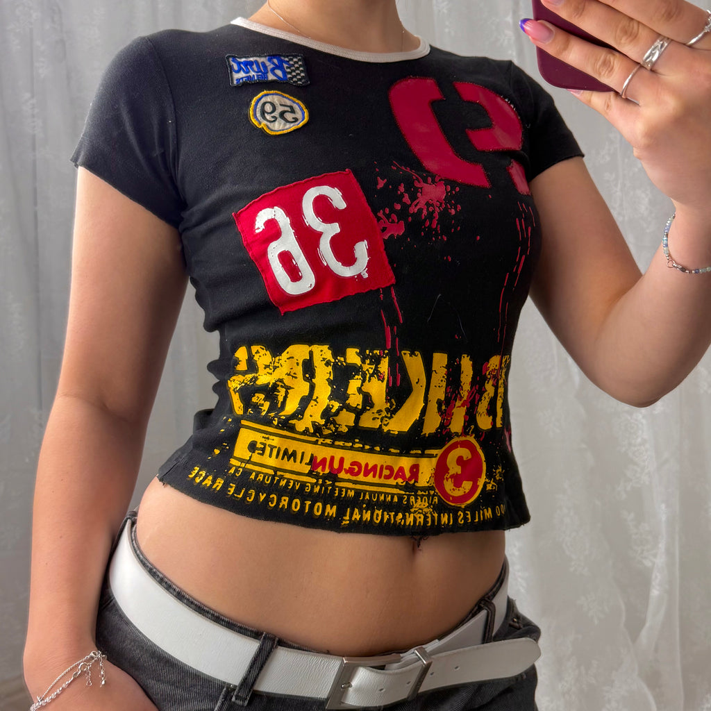 Black graphic baby tee