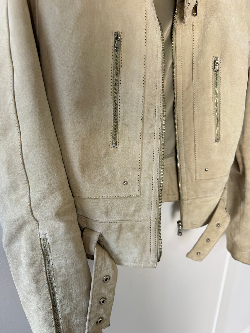 Sand suede cropped jacket