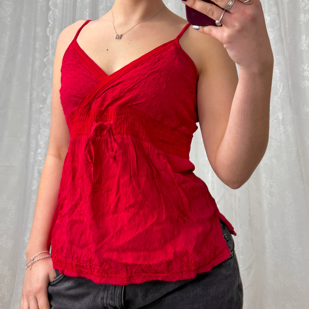 Red detailed cami top