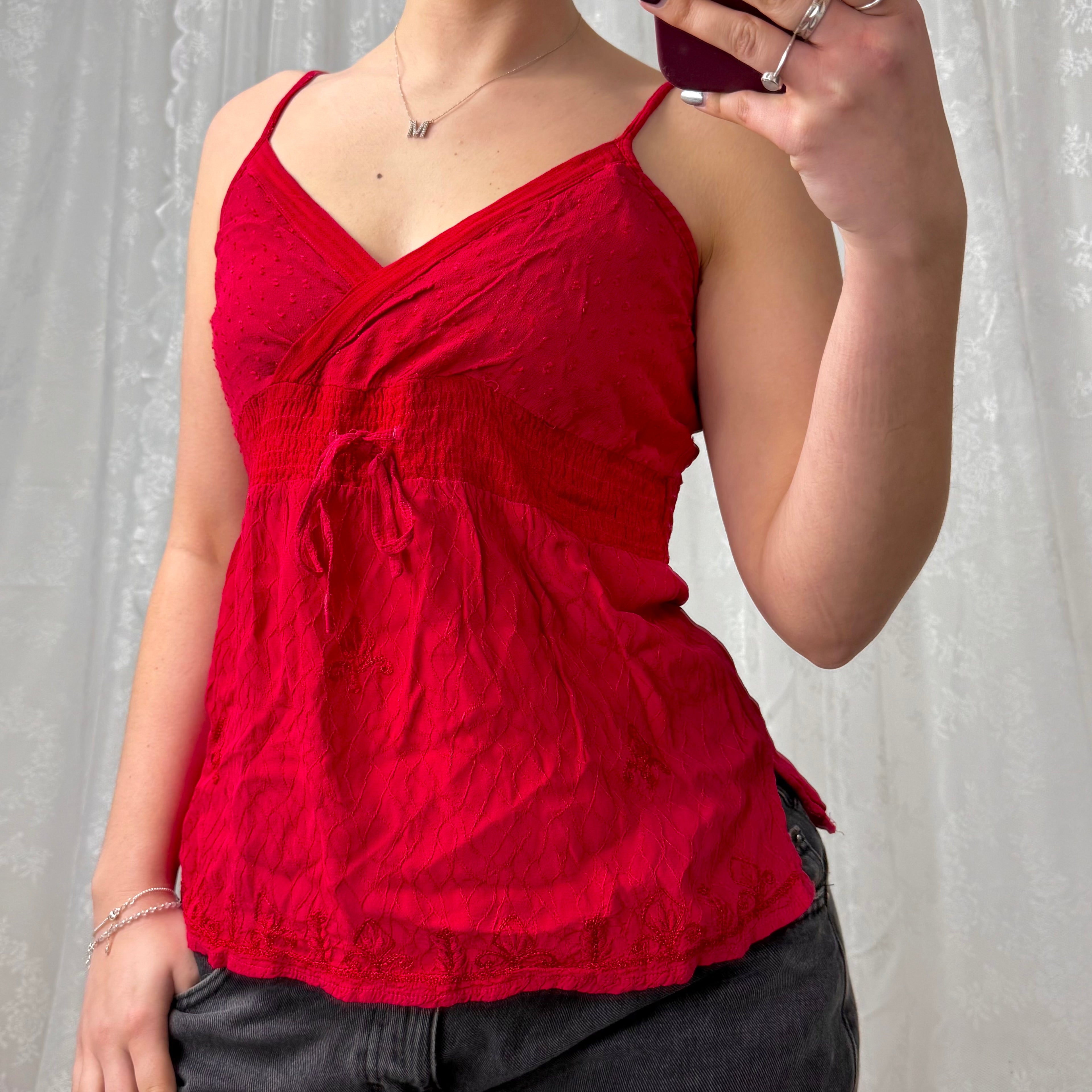 Red detailed cami top