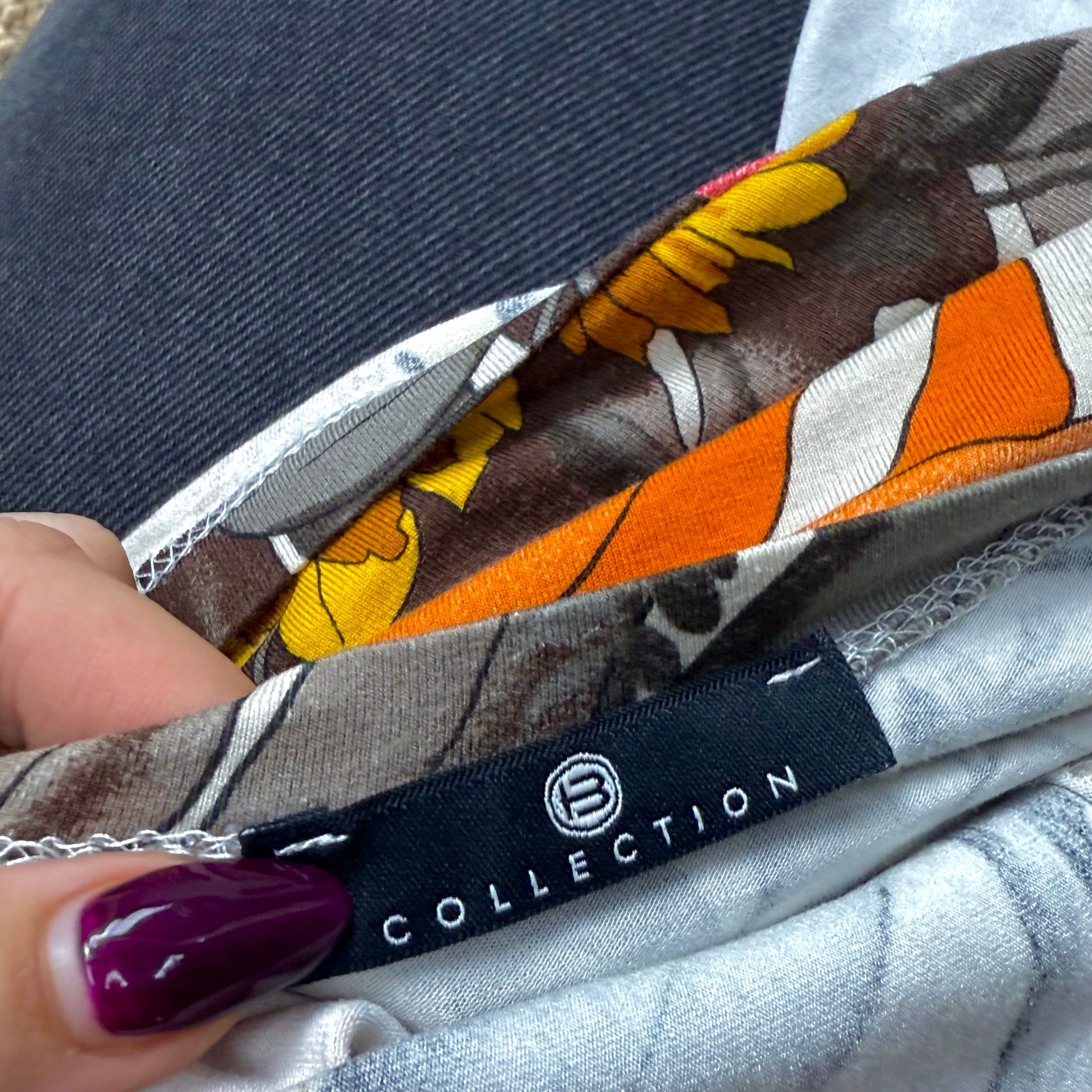 Multicoloured patterned wrap top