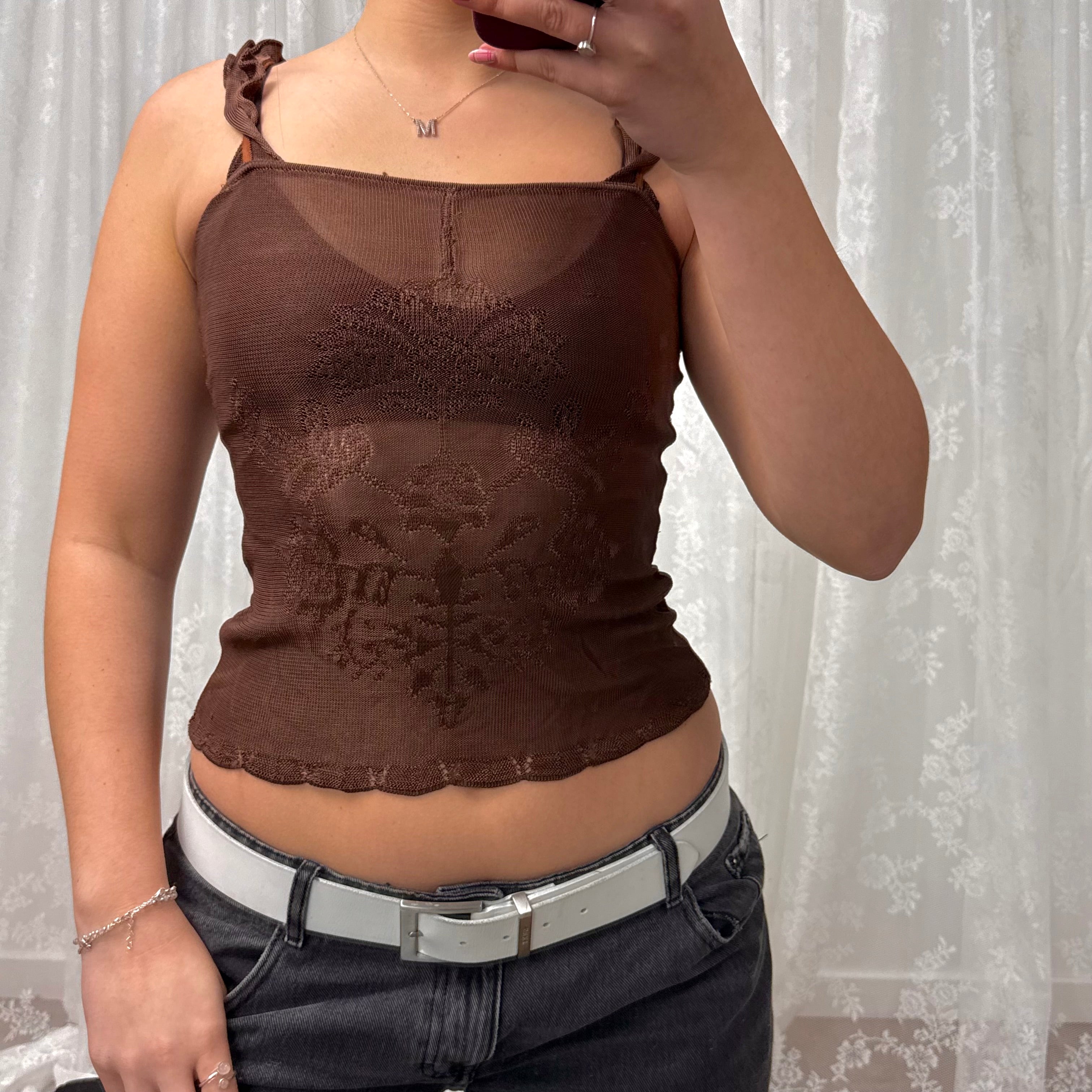 Brown detailed cami top