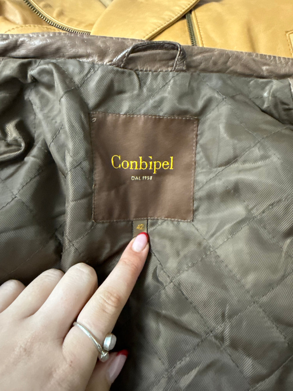 Brown leather zip up jacket