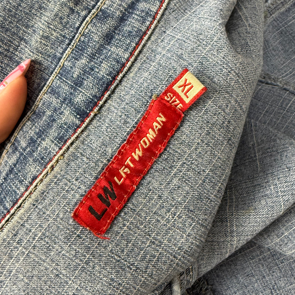 Blue denim zip detailed jacket