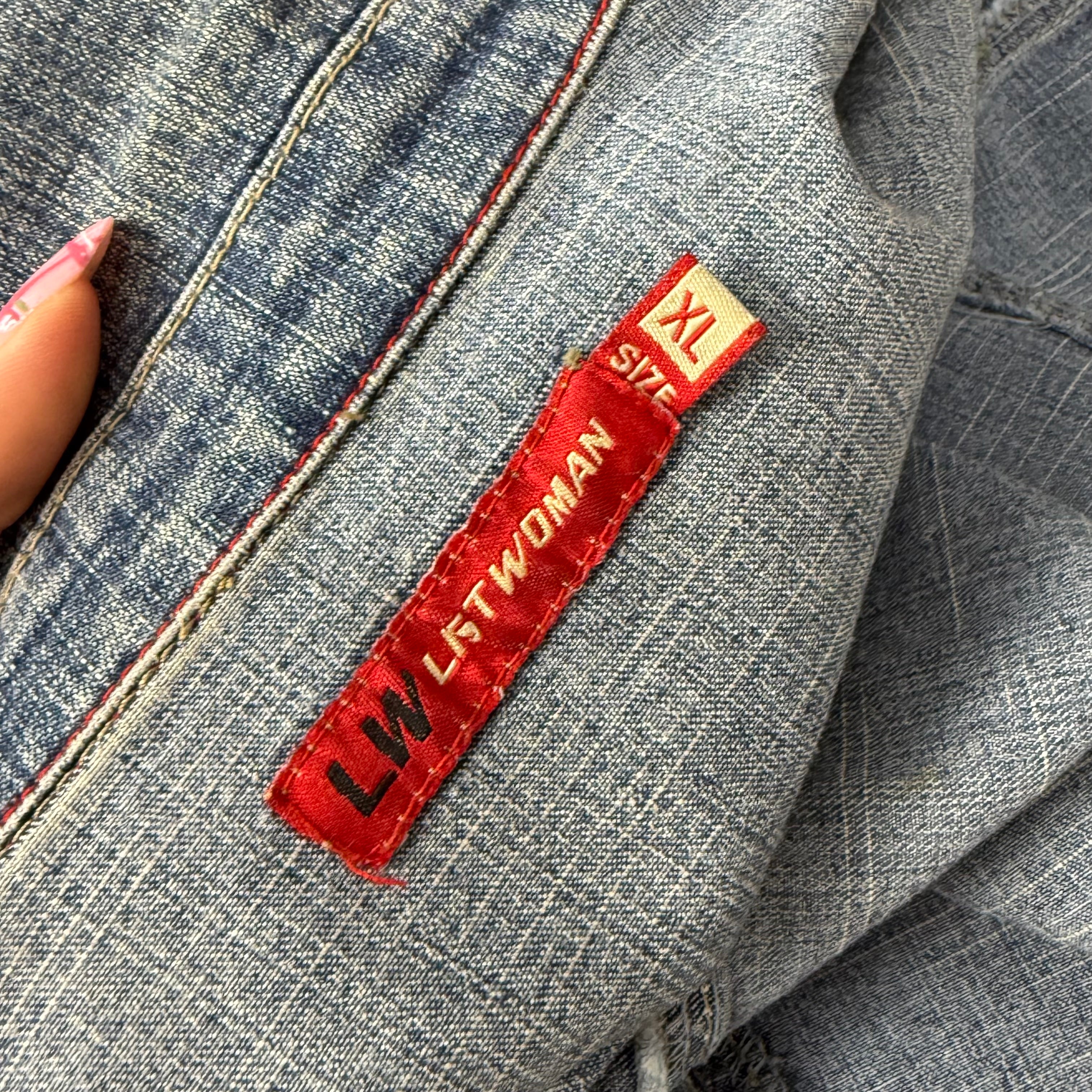 Blue denim zip detailed jacket