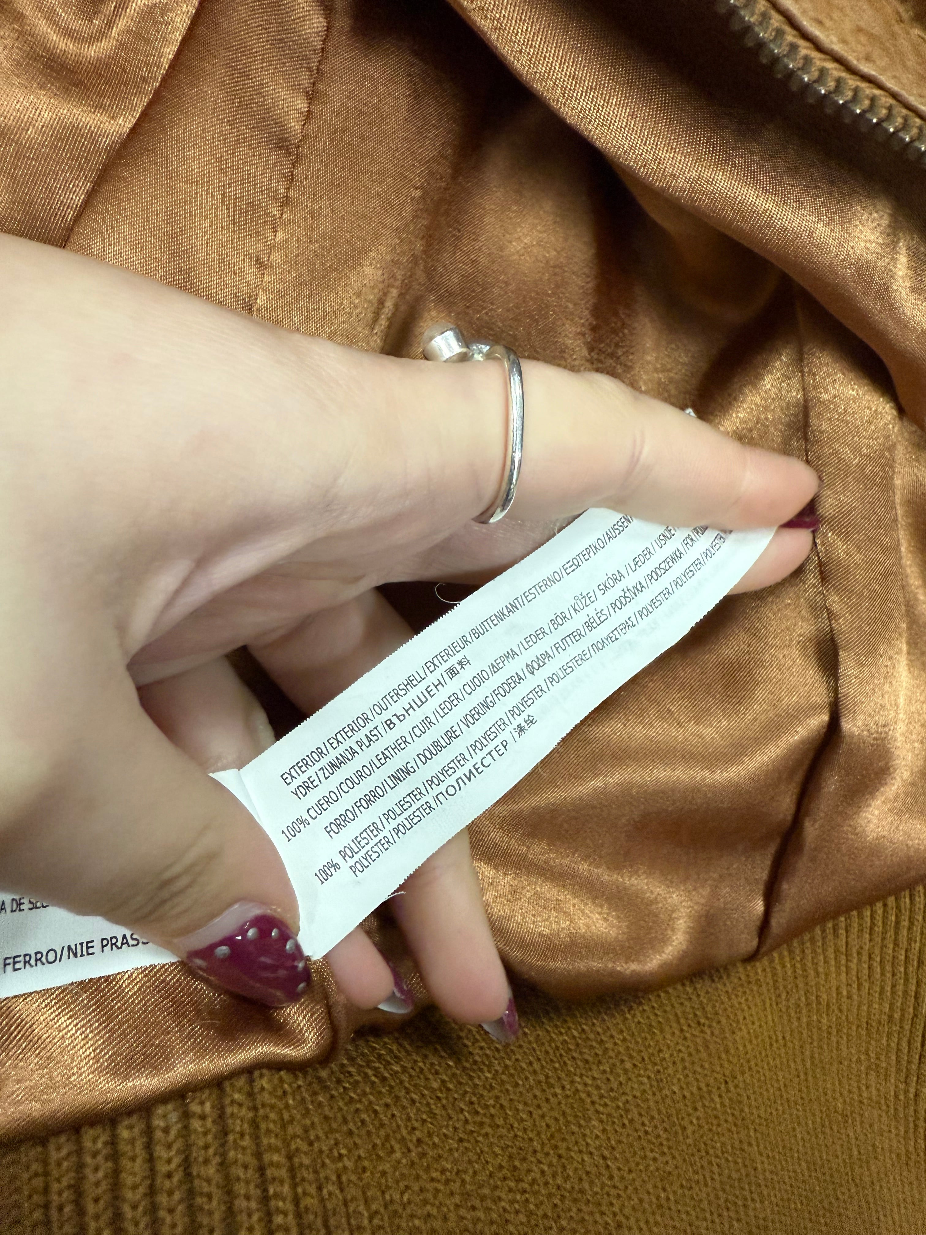 Brown/tan leather bomber Jacket