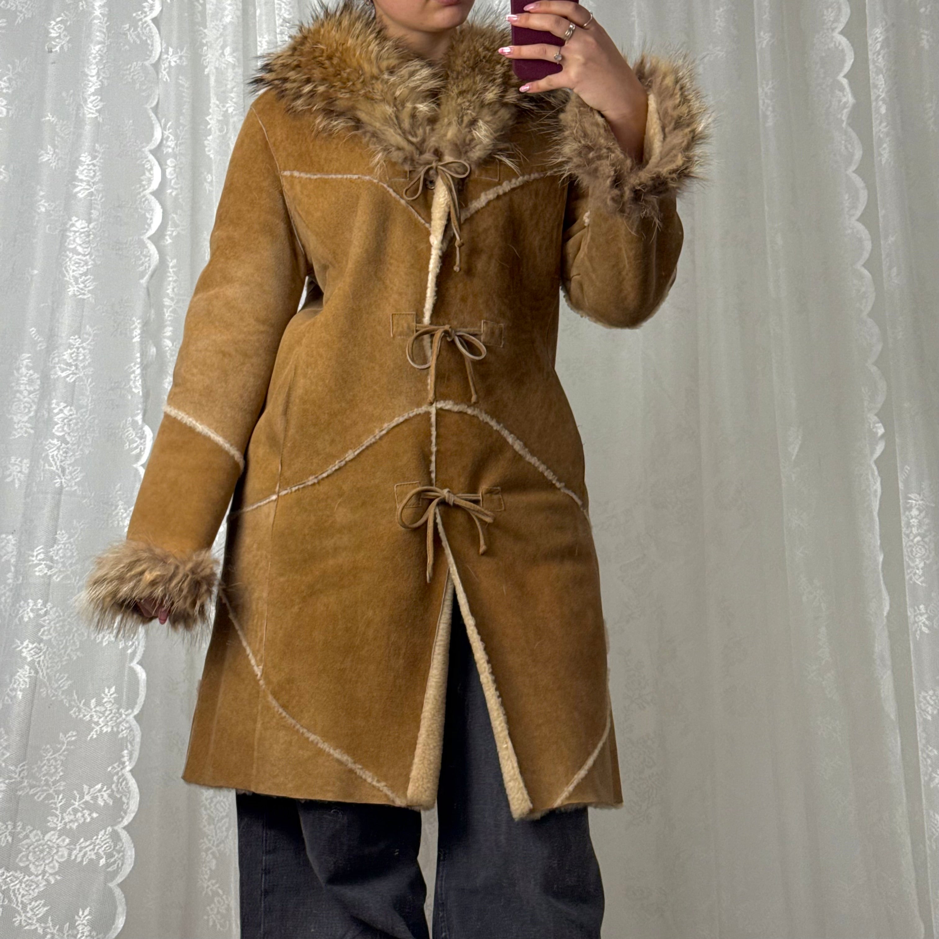 Tan/brown shearling fur jacket