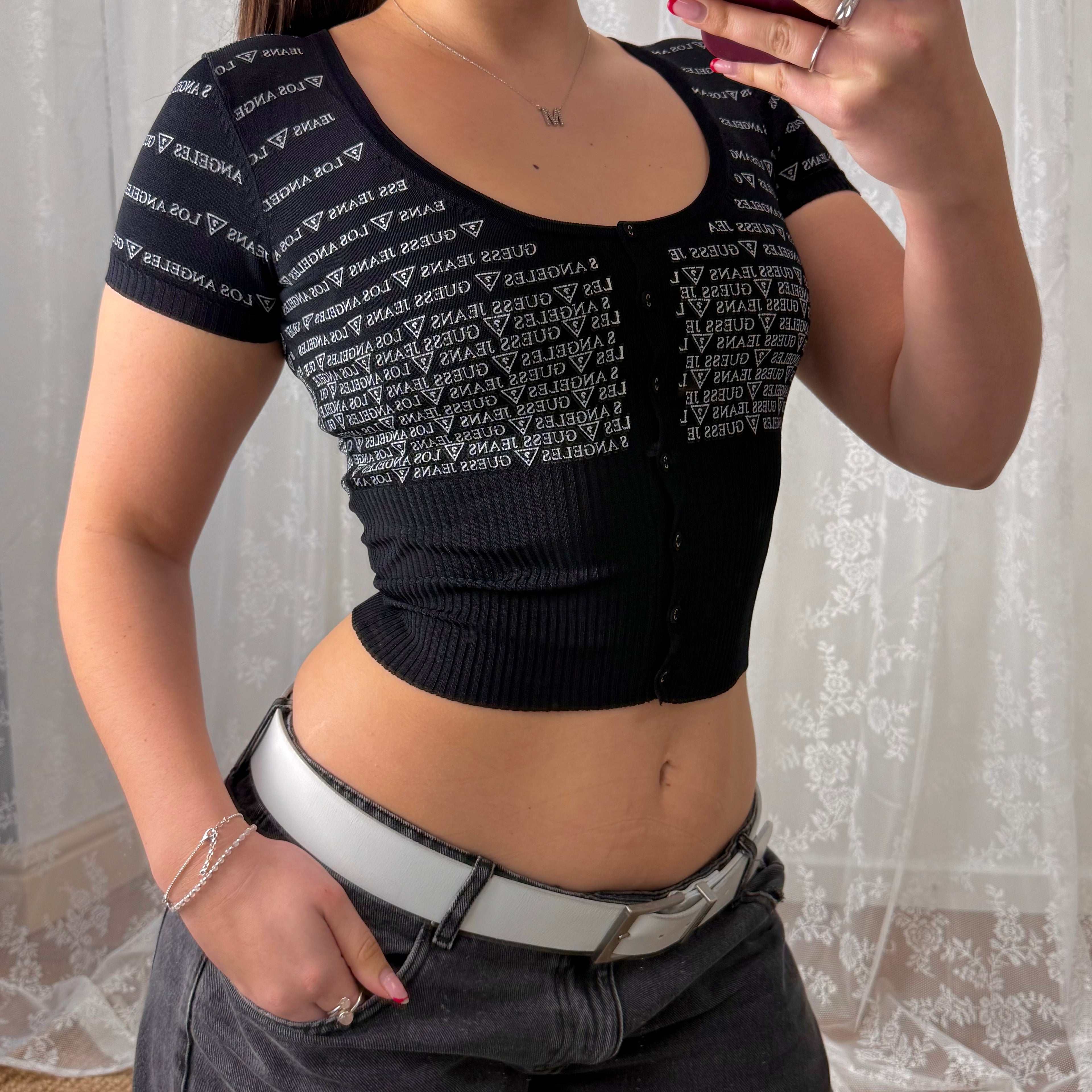 Black and white button up cardigan