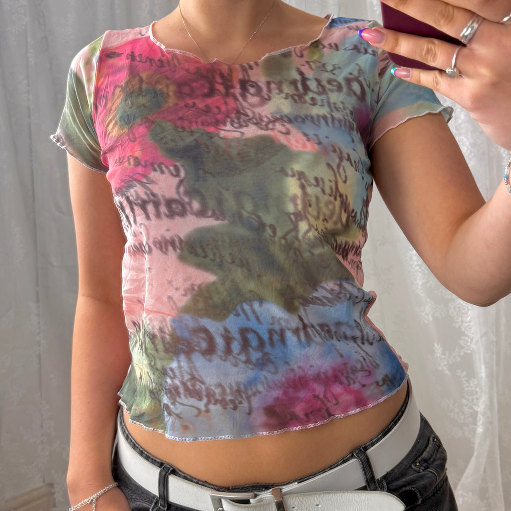 Mesh patterned baby tee