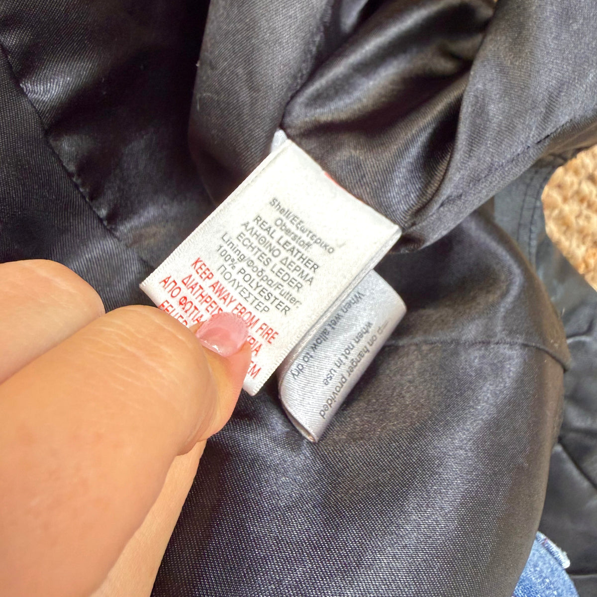 Black leather ruched jacket with collar detailing