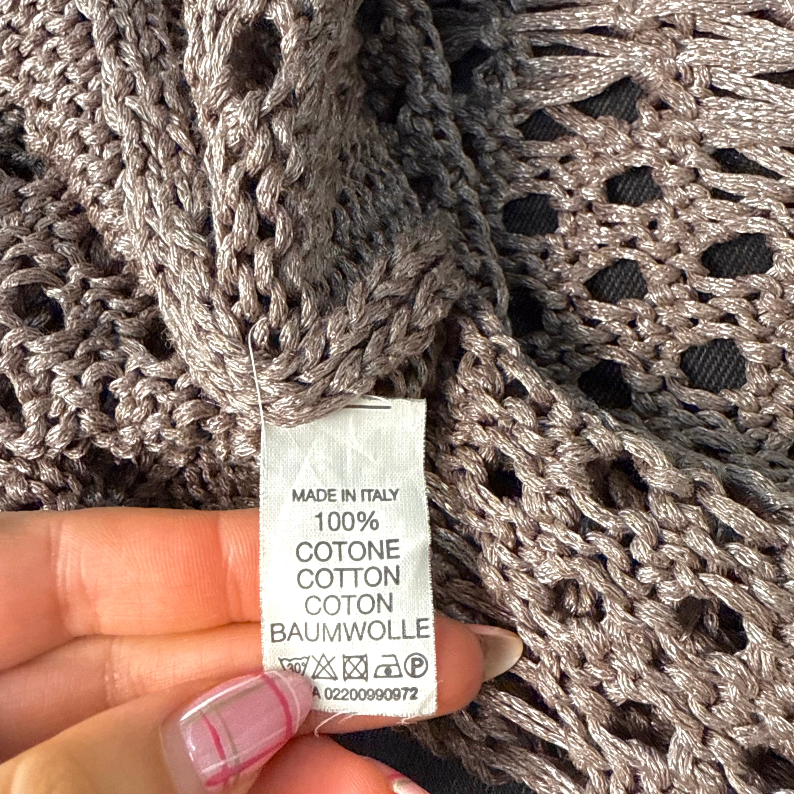 Lilac/grey shiny crotchet sweater