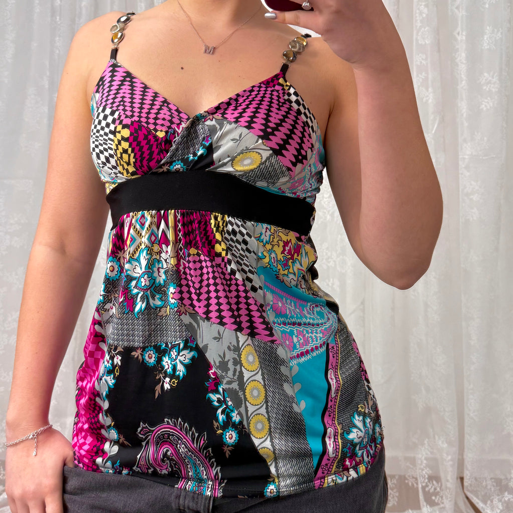 Multicoloured slinky cami top