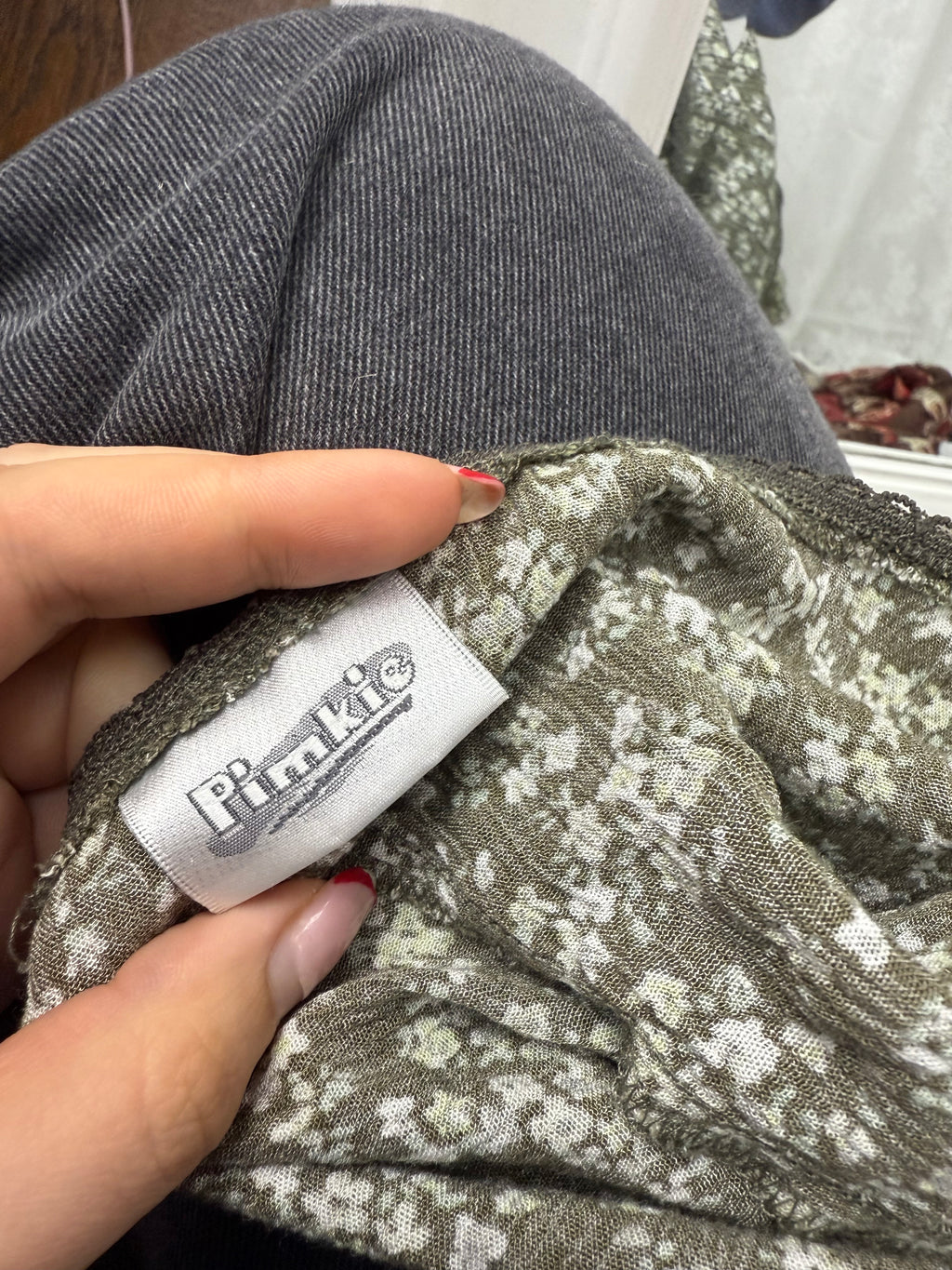 Green and white floral milkmaid style top