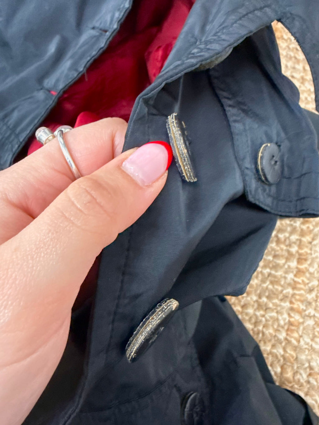 Black shiny Longlined button up jacket