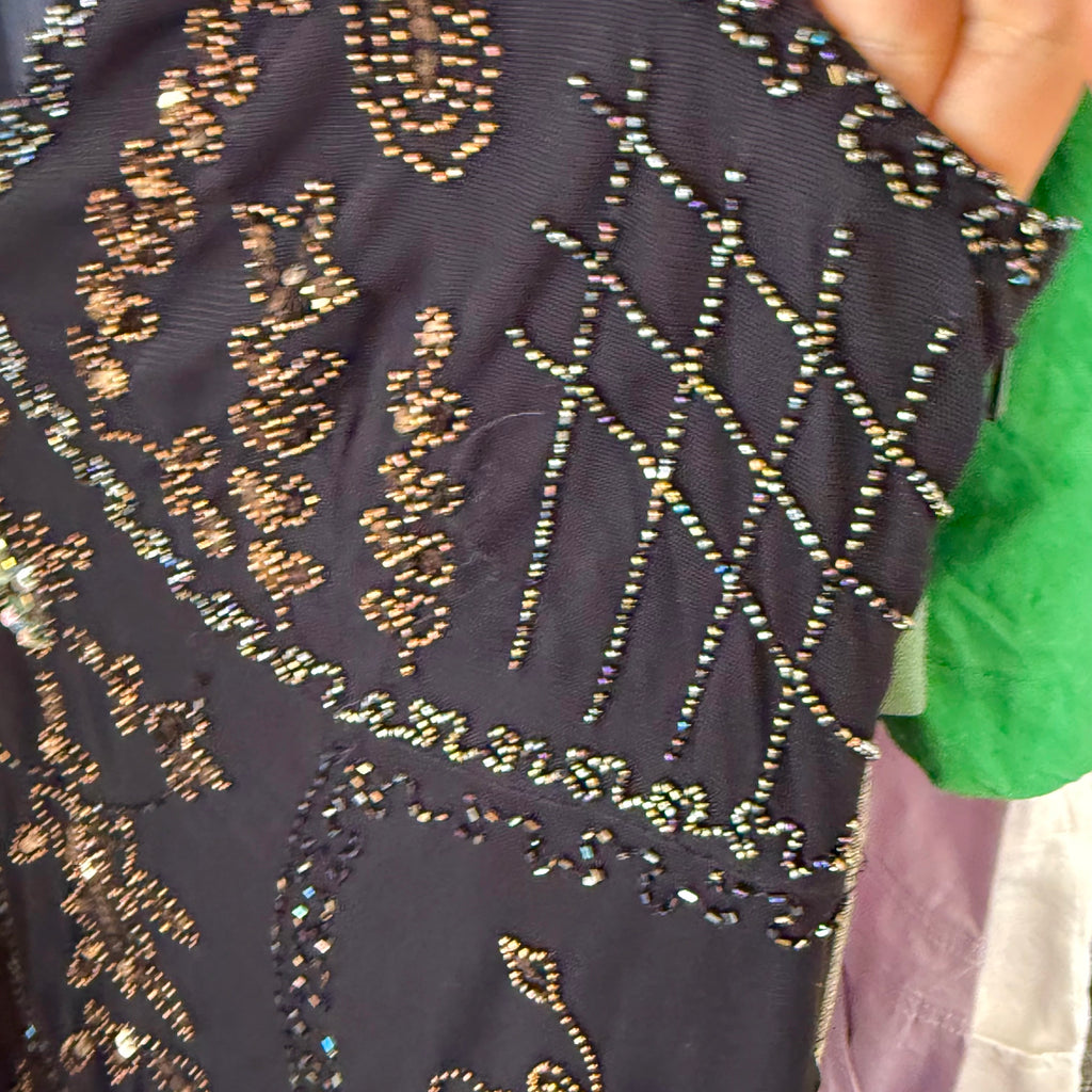 Black and brown fully beaded dress