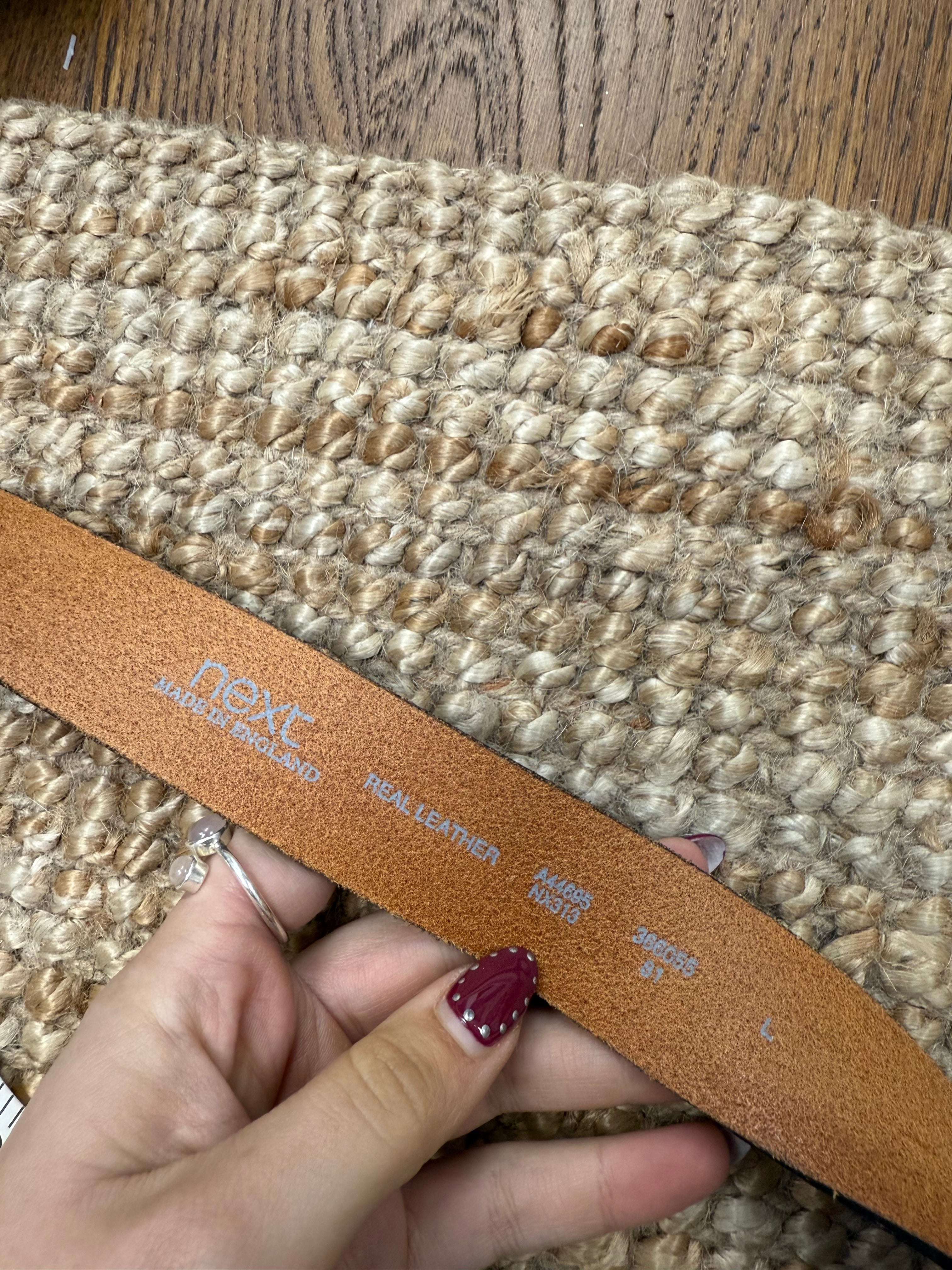 Tan leather diamanté buckle belt