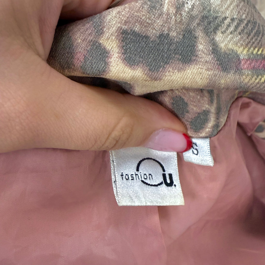 Pink patterned button up jacket