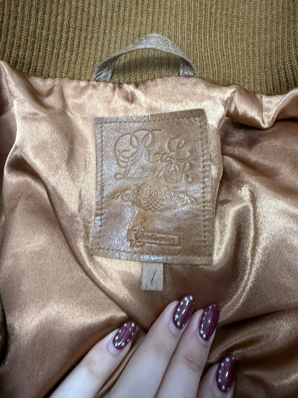 Brown/tan leather bomber Jacket