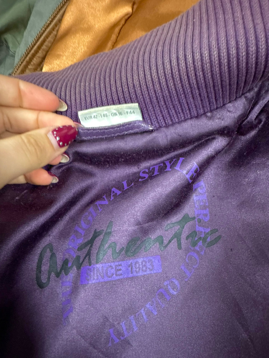 Purple leather bomber jacket