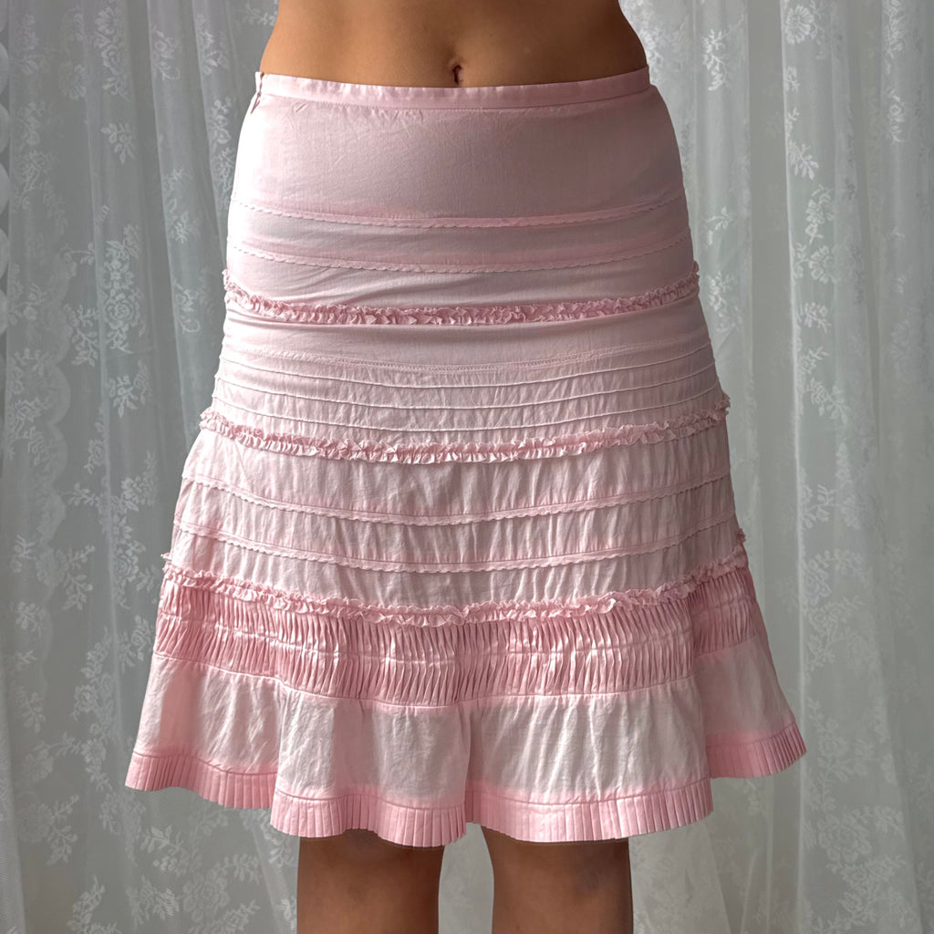 Pink detailed midi skirt