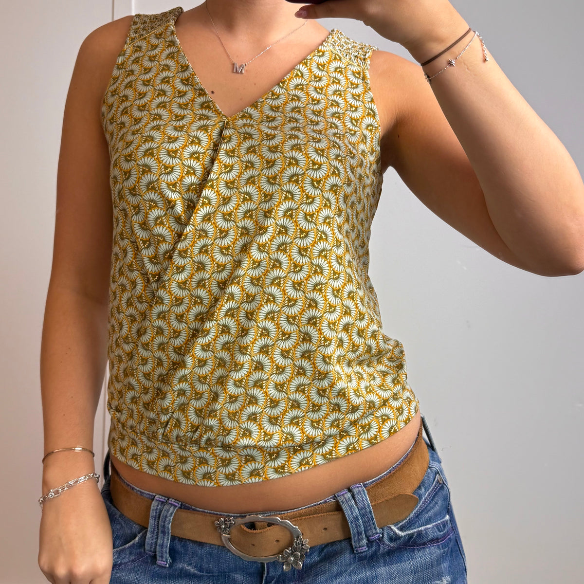Yellow patterned floaty top