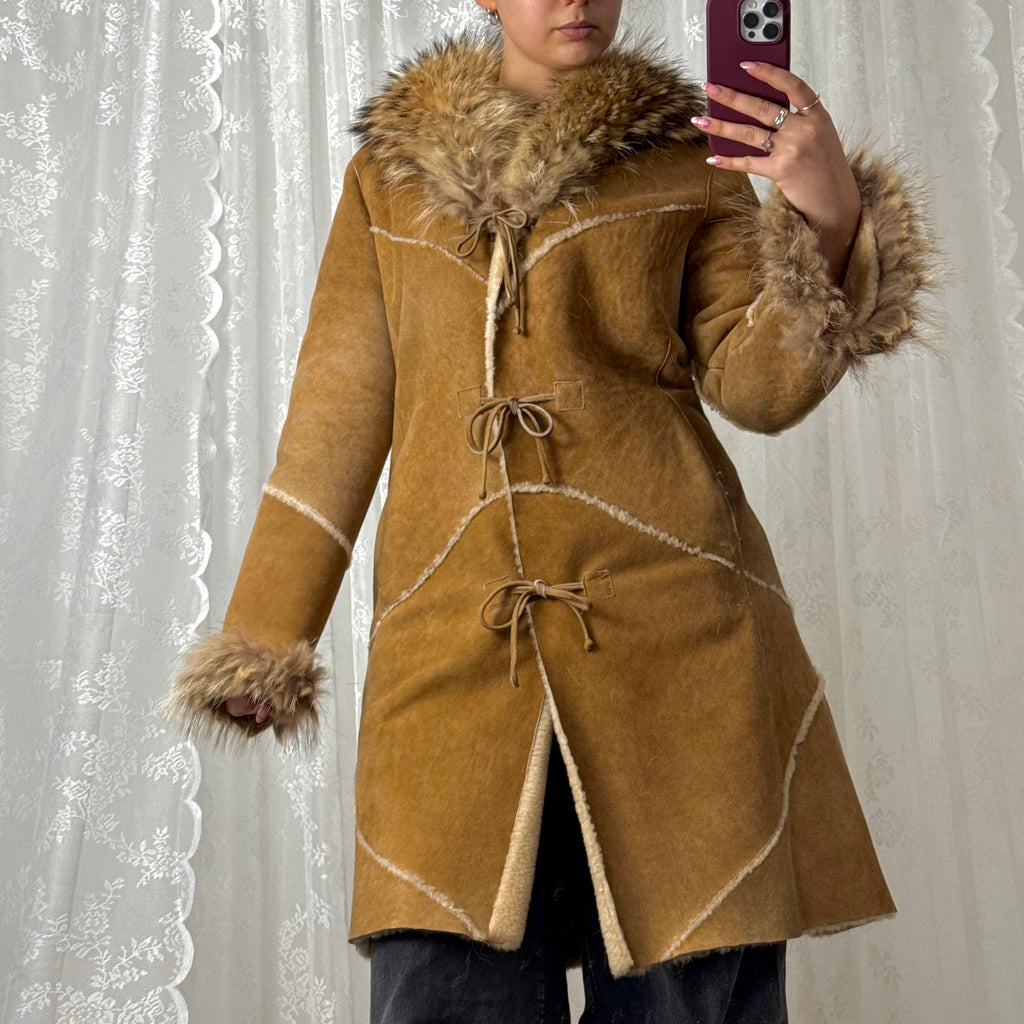 Tan/brown shearling fur jacket
