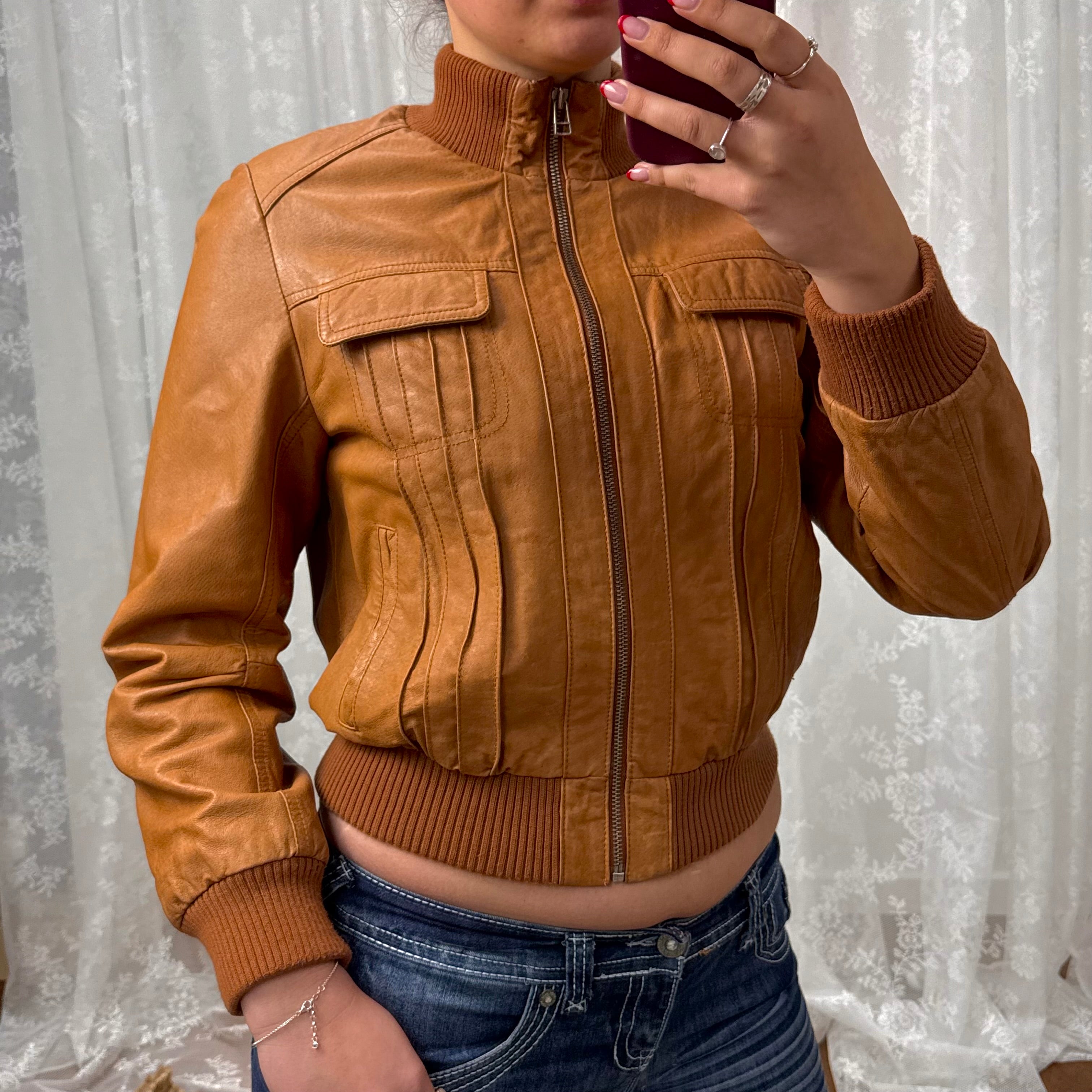 Tan leather jacket