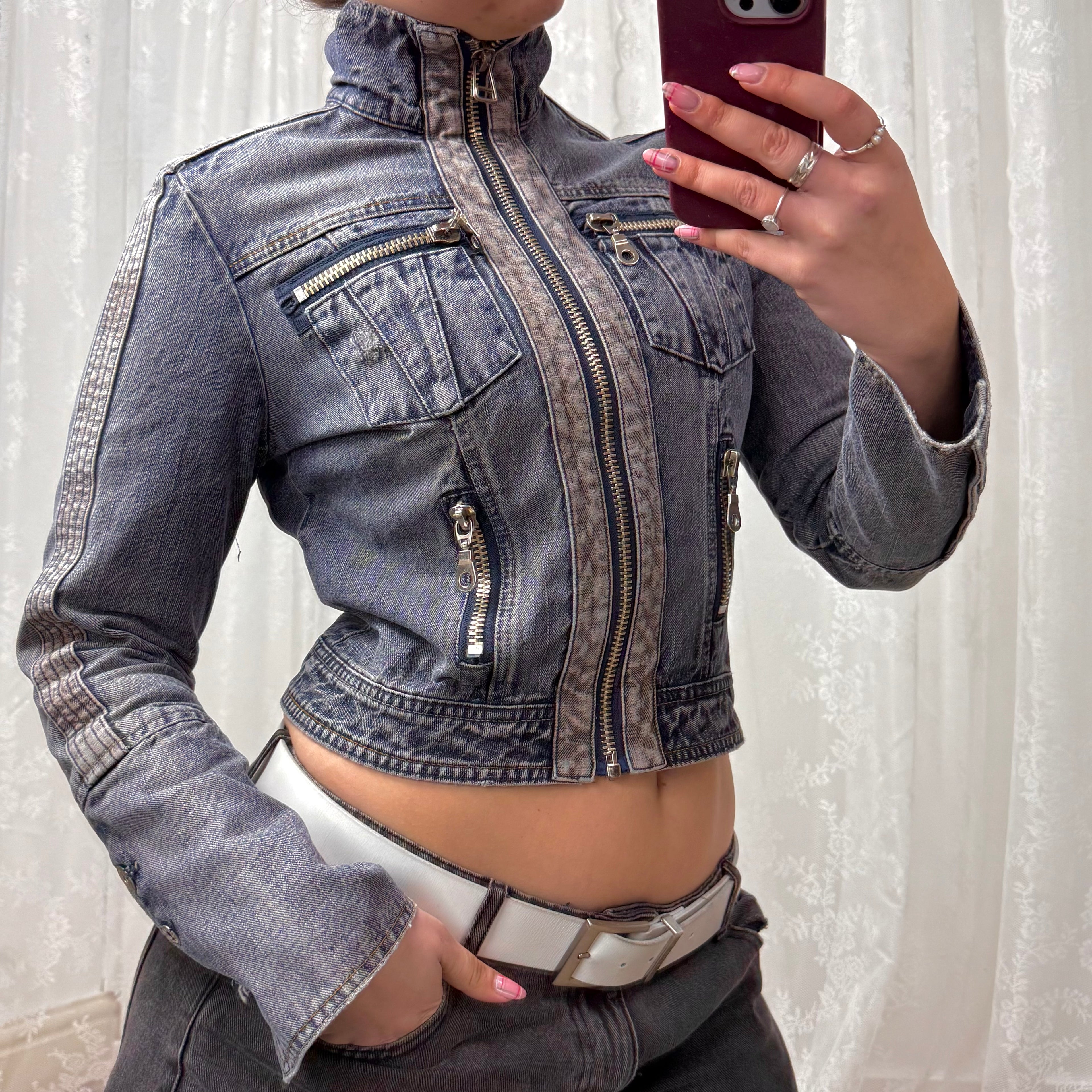Two toned blue denim jacket