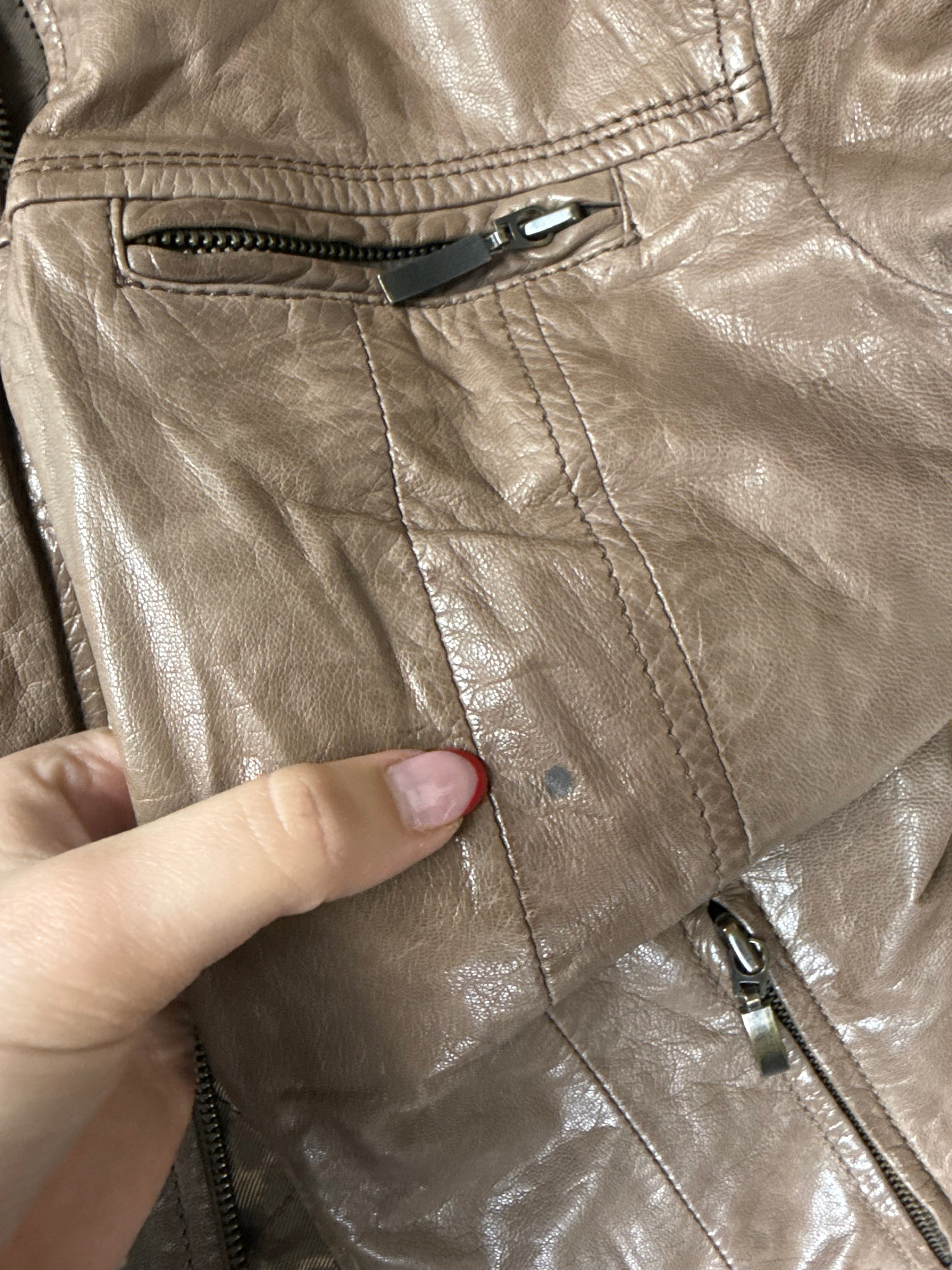 Brown leather zip up jacket