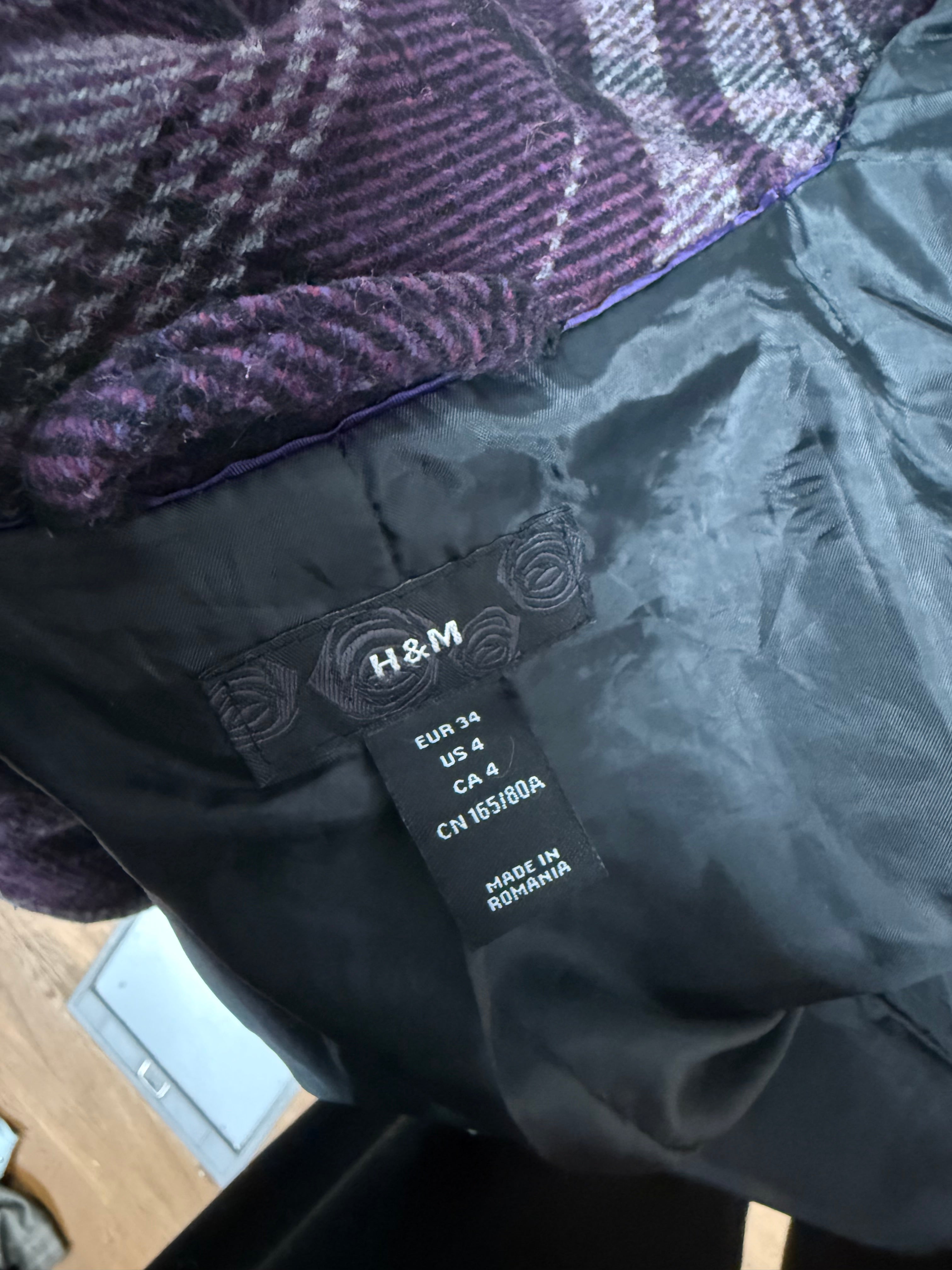 Purple plaid tie waist jacket