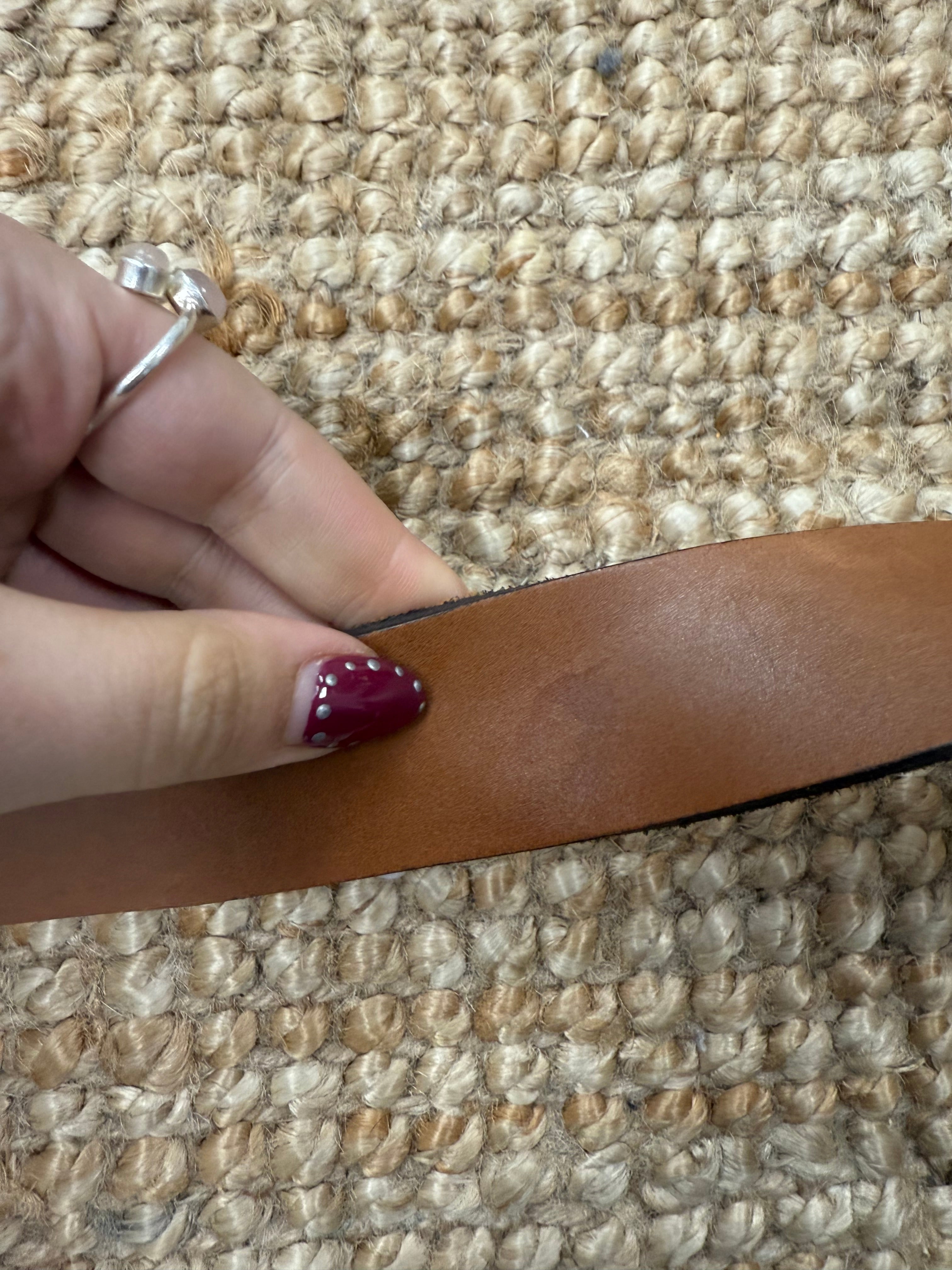 Tan leather diamanté buckle belt