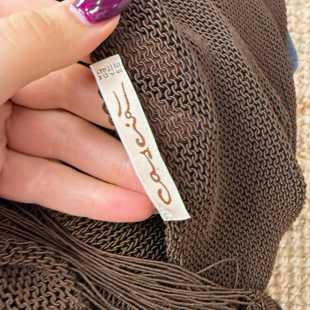 Brown crotchet detailed sweater