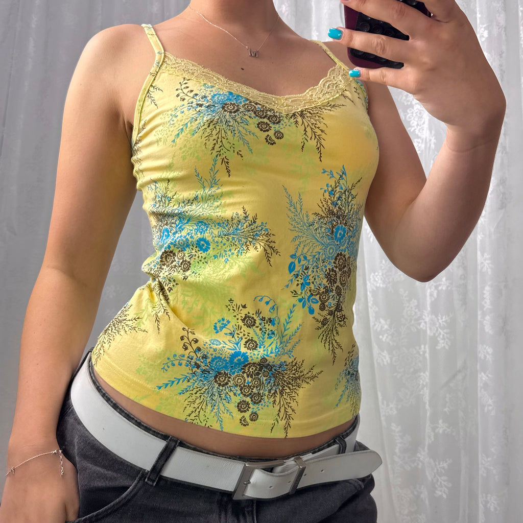 Yellow detailed vest top