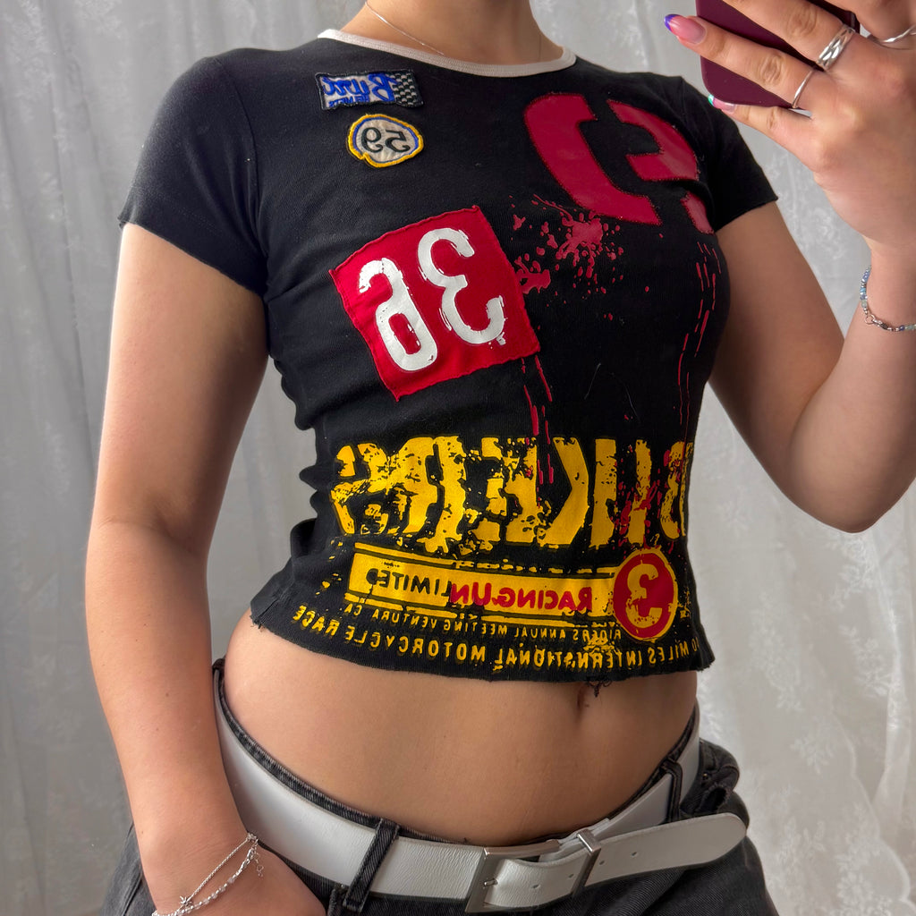 Black graphic baby tee
