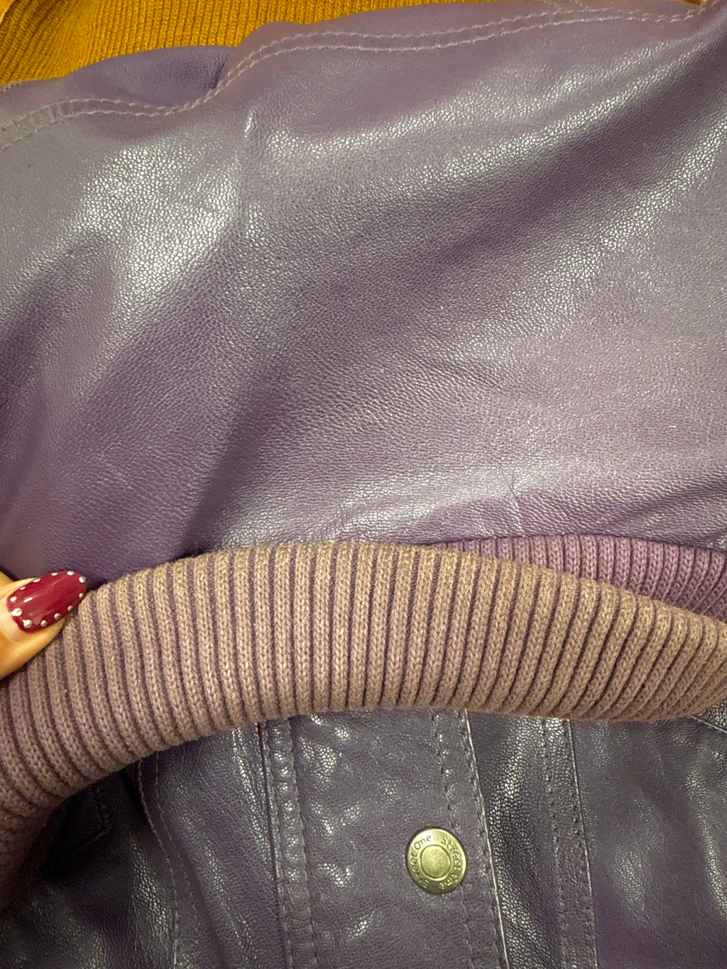 Purple leather bomber jacket