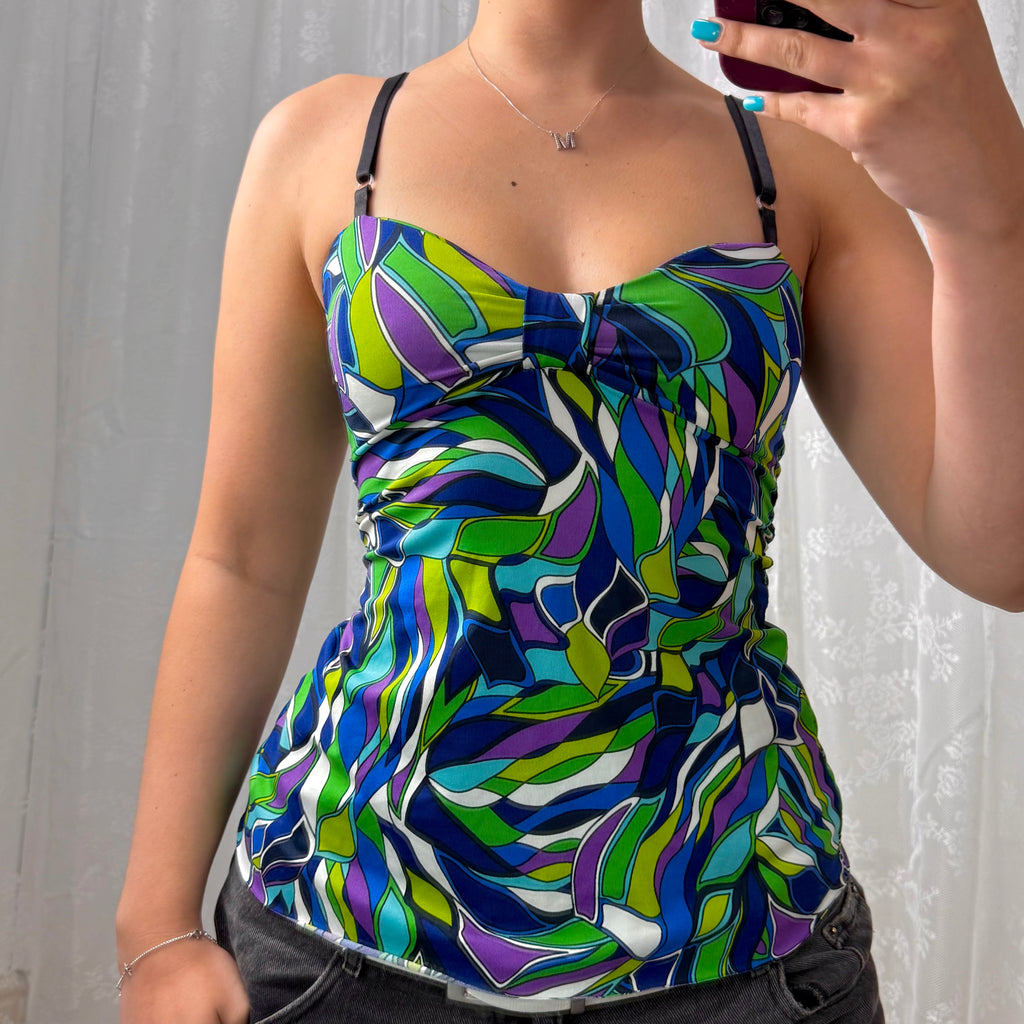 Multicoloured patterned cami top
