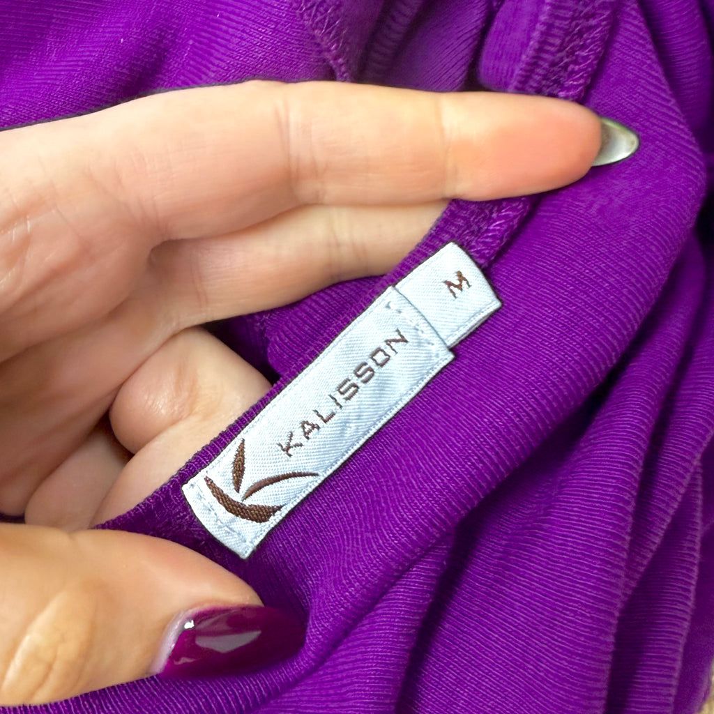 Purple graphic buckle long sleeved top