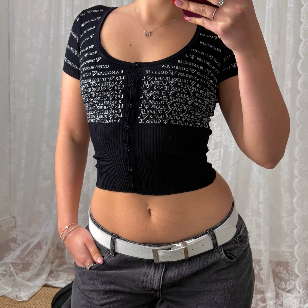 Black and white button up cardigan