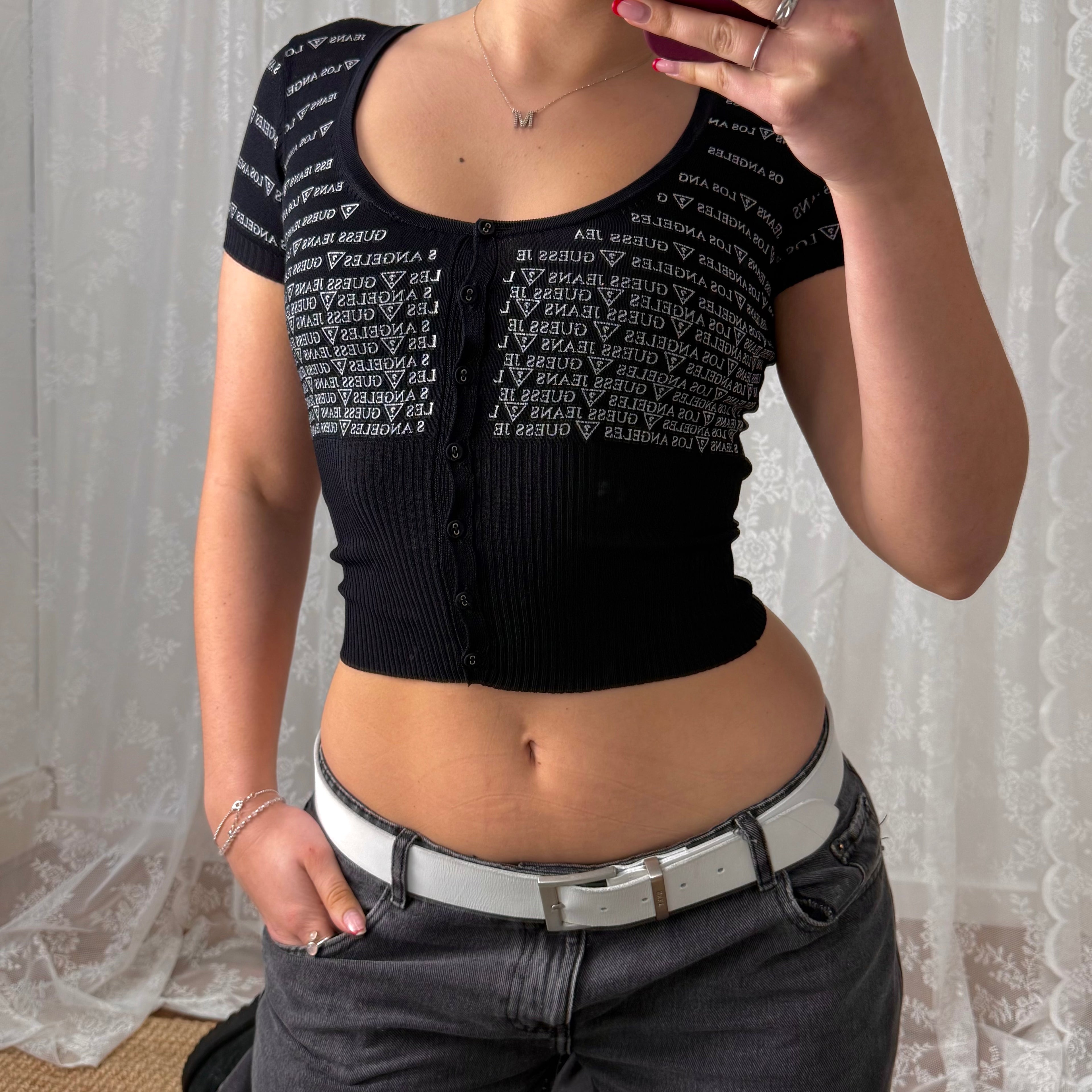 Black and white button up cardigan