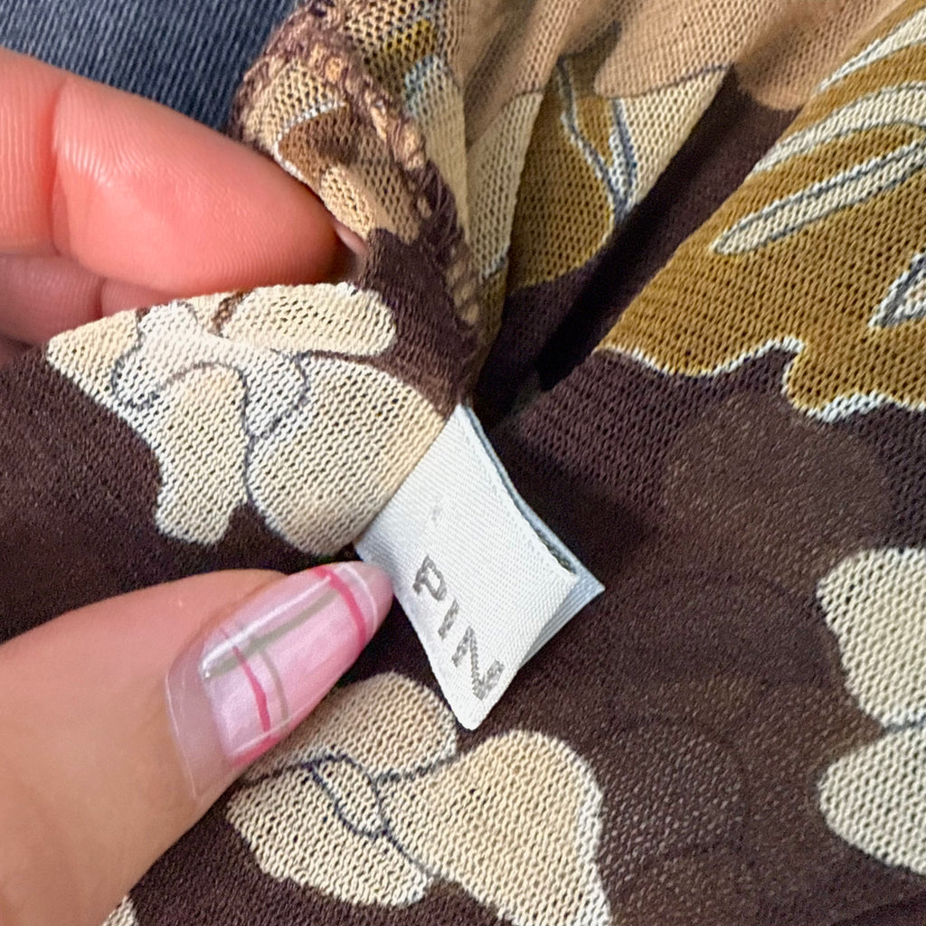 Brown mesh patterned bubble top
