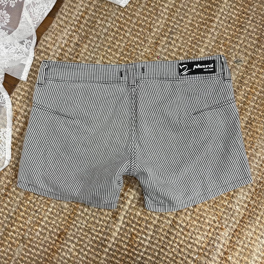 Black and white striped shorts