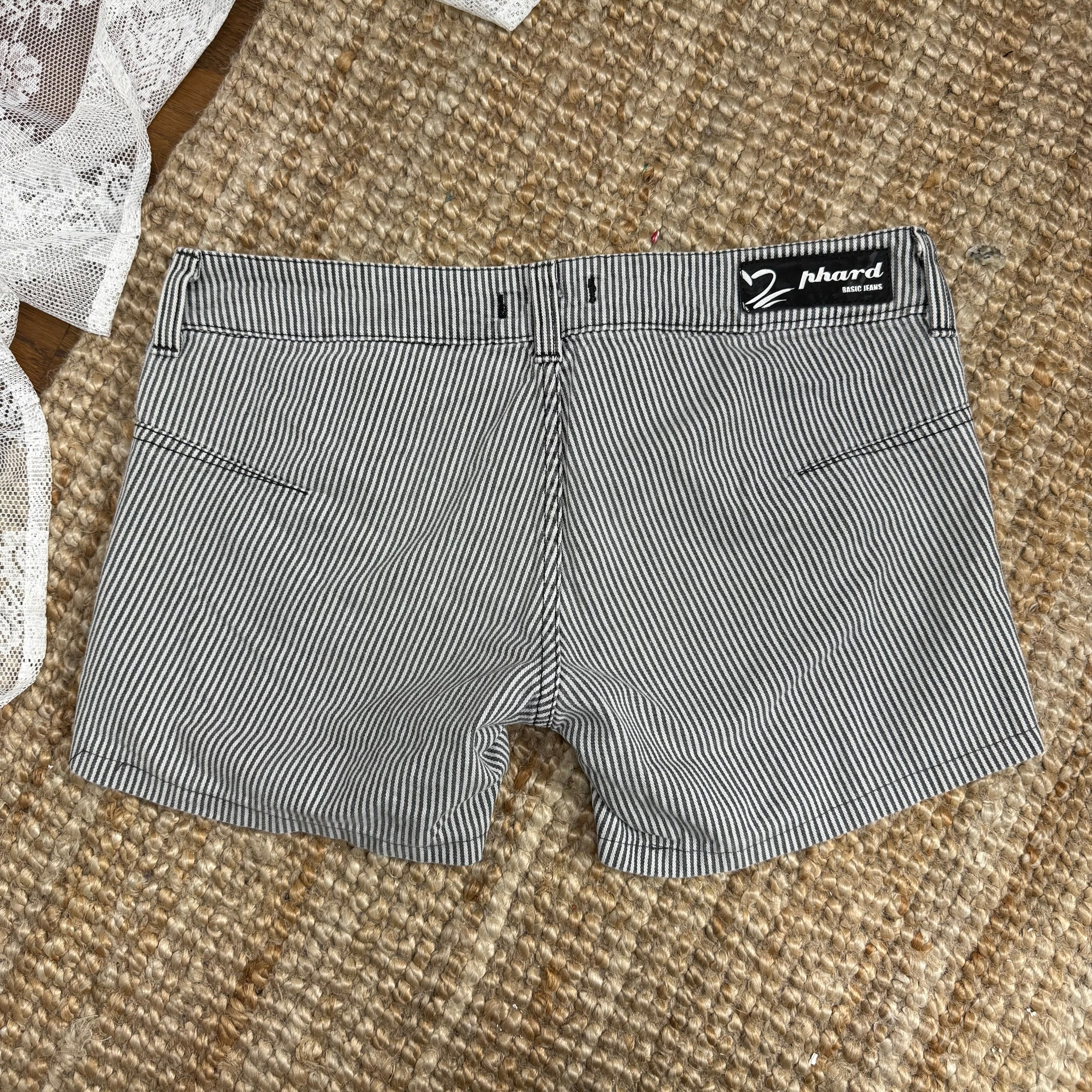 Black and white striped shorts