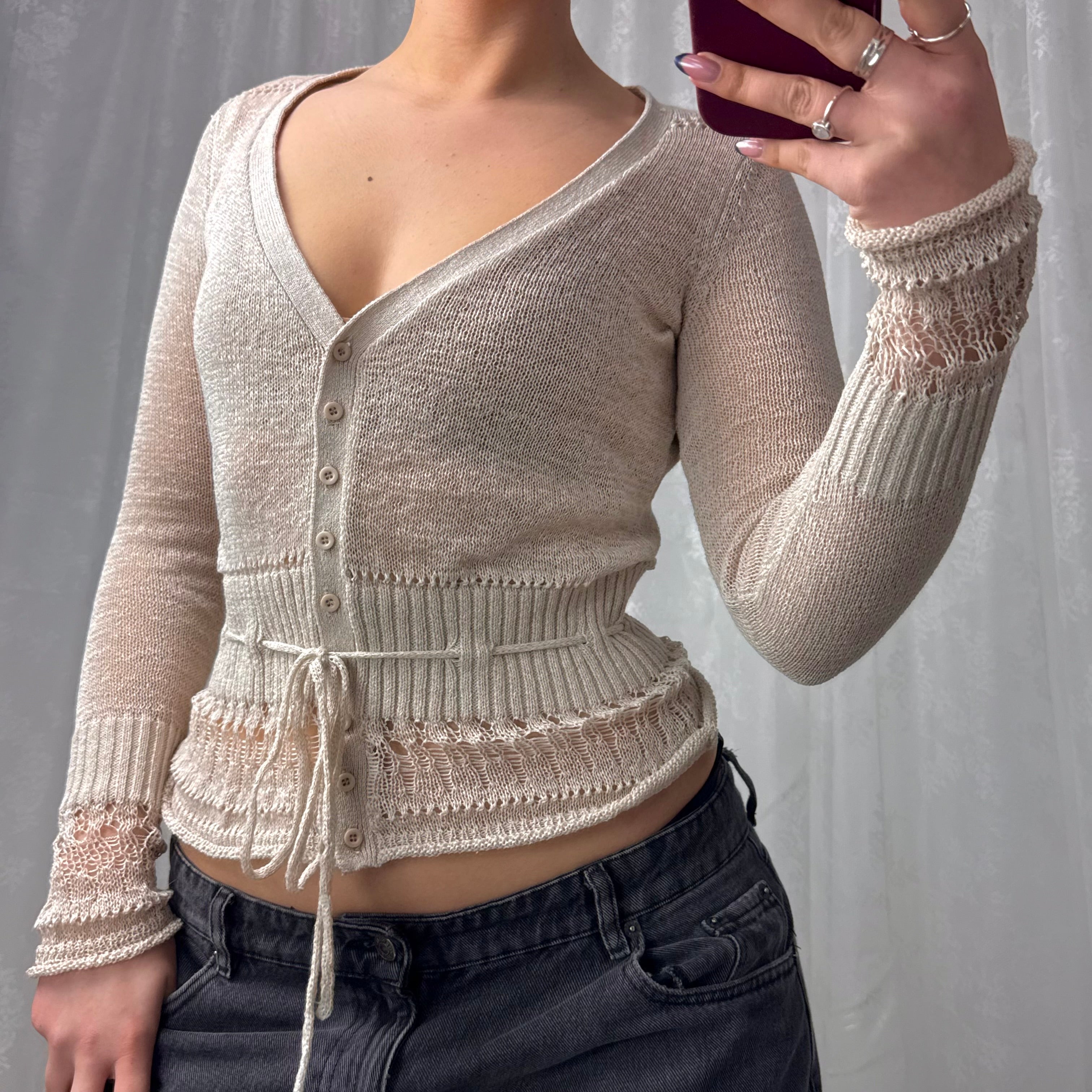 Beige cutout style cardigan