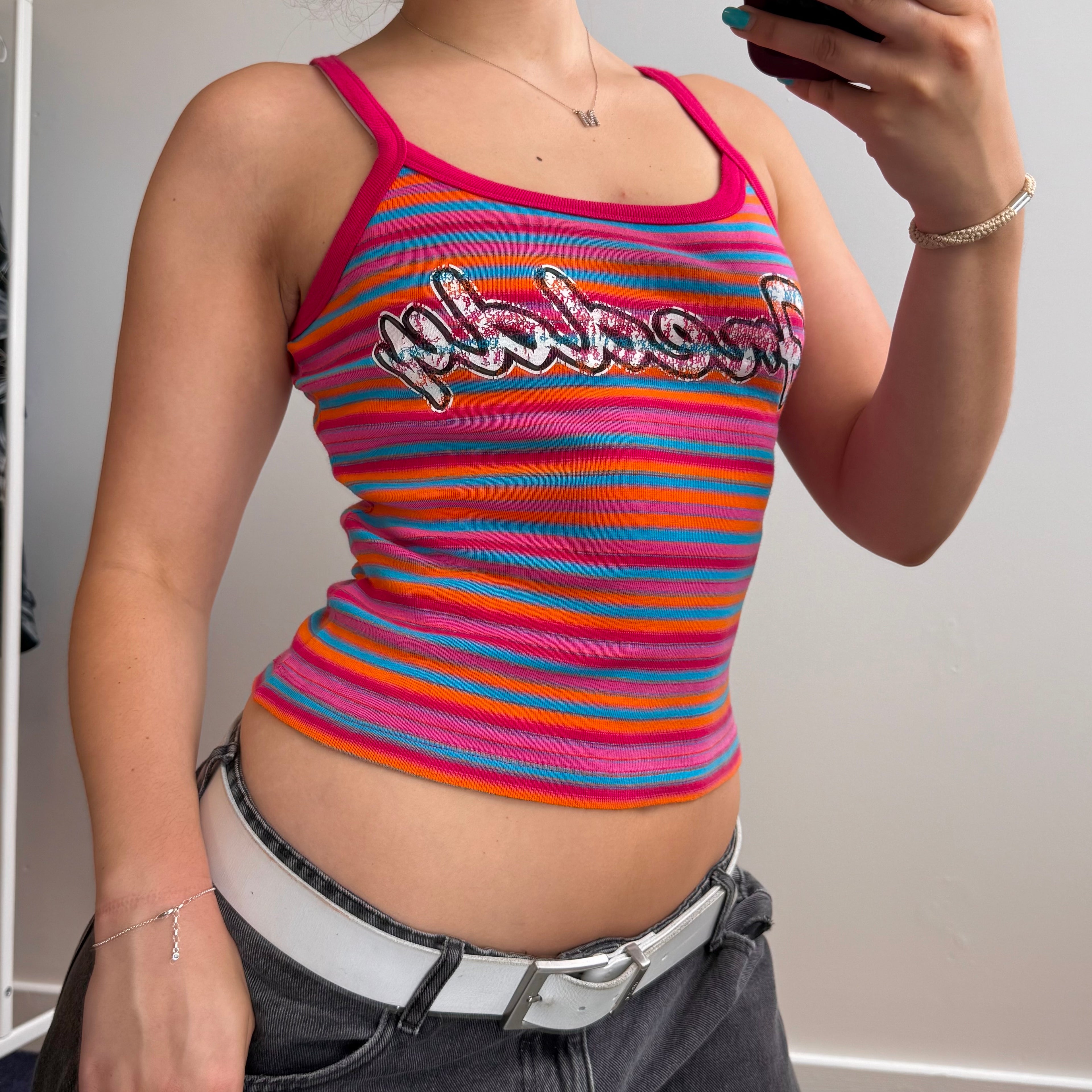 Multicoloured striped tank top