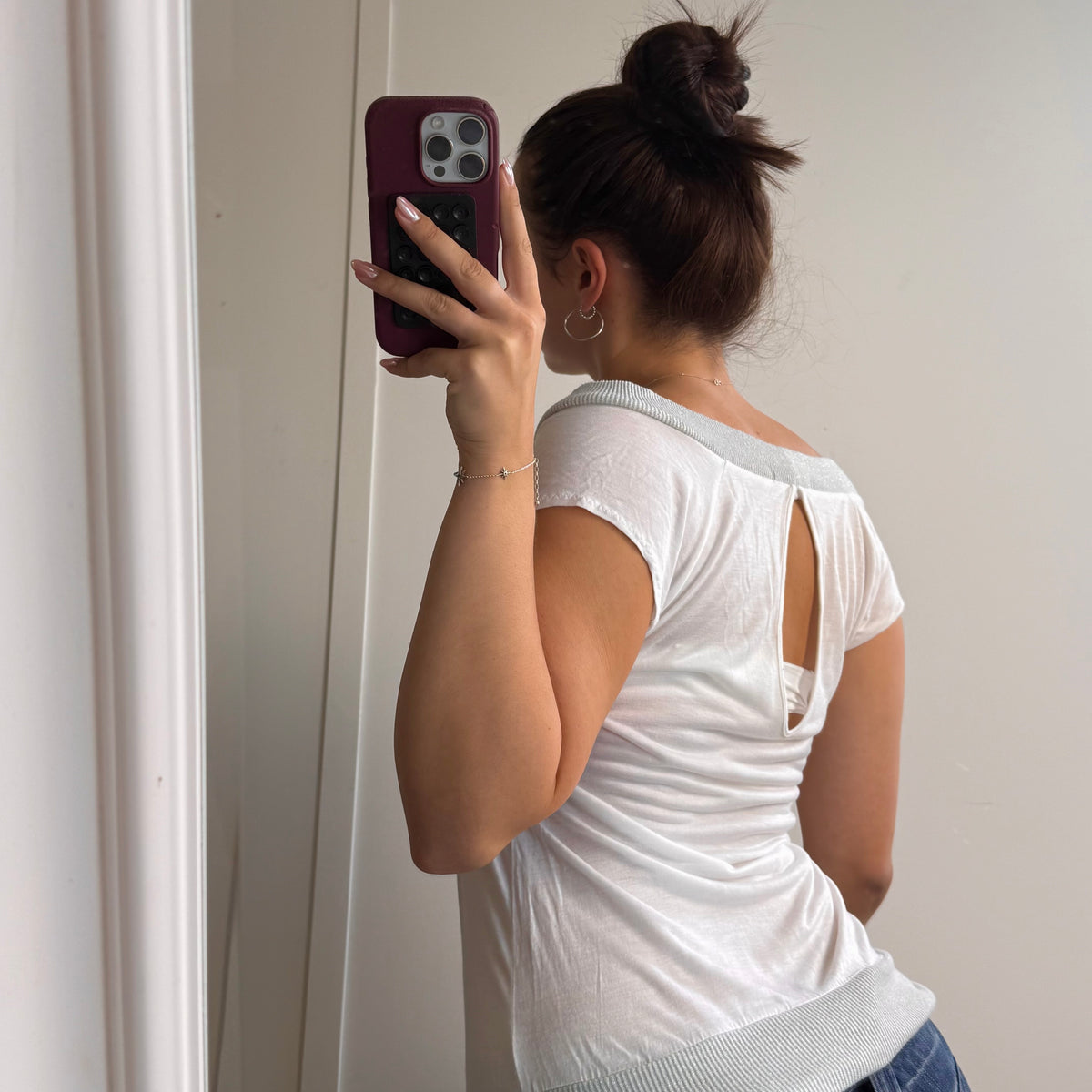 White off the shoulder slouchy top