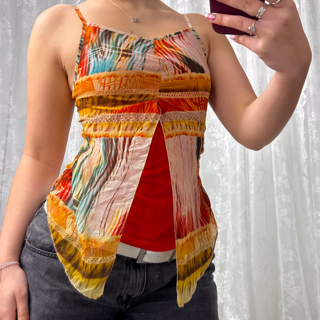 Multicoloured open cami top