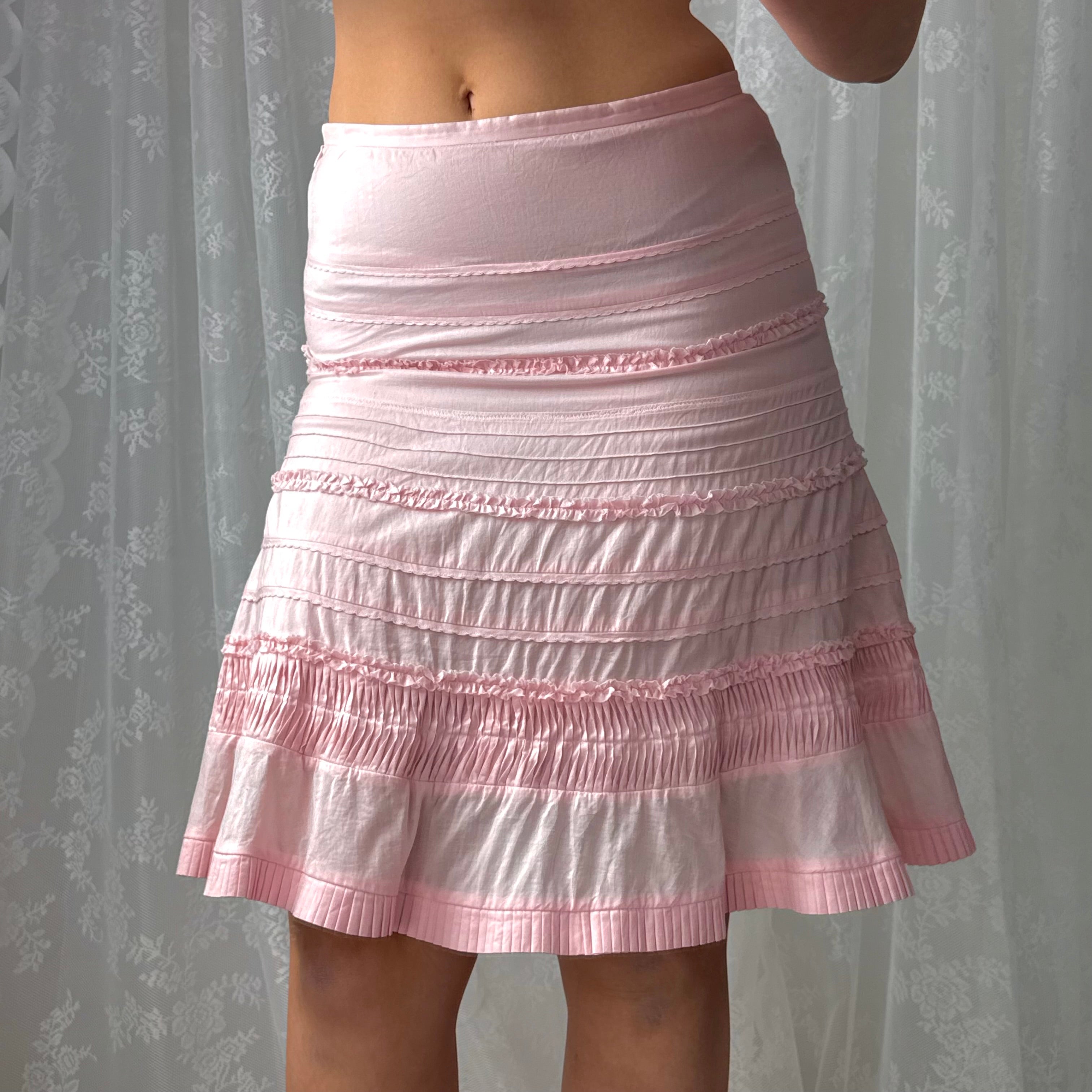 Pink detailed midi skirt