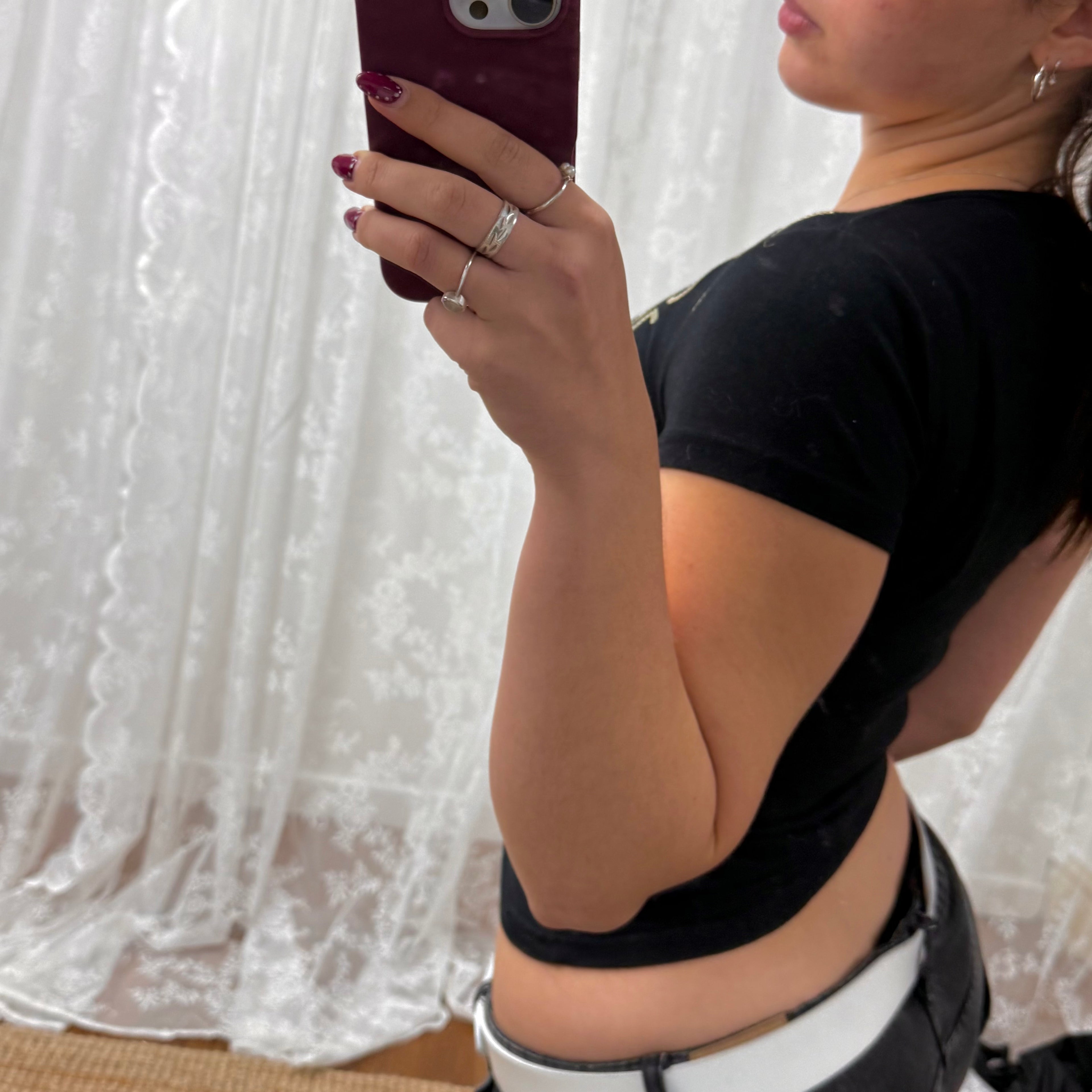 Black gold sequin baby tee